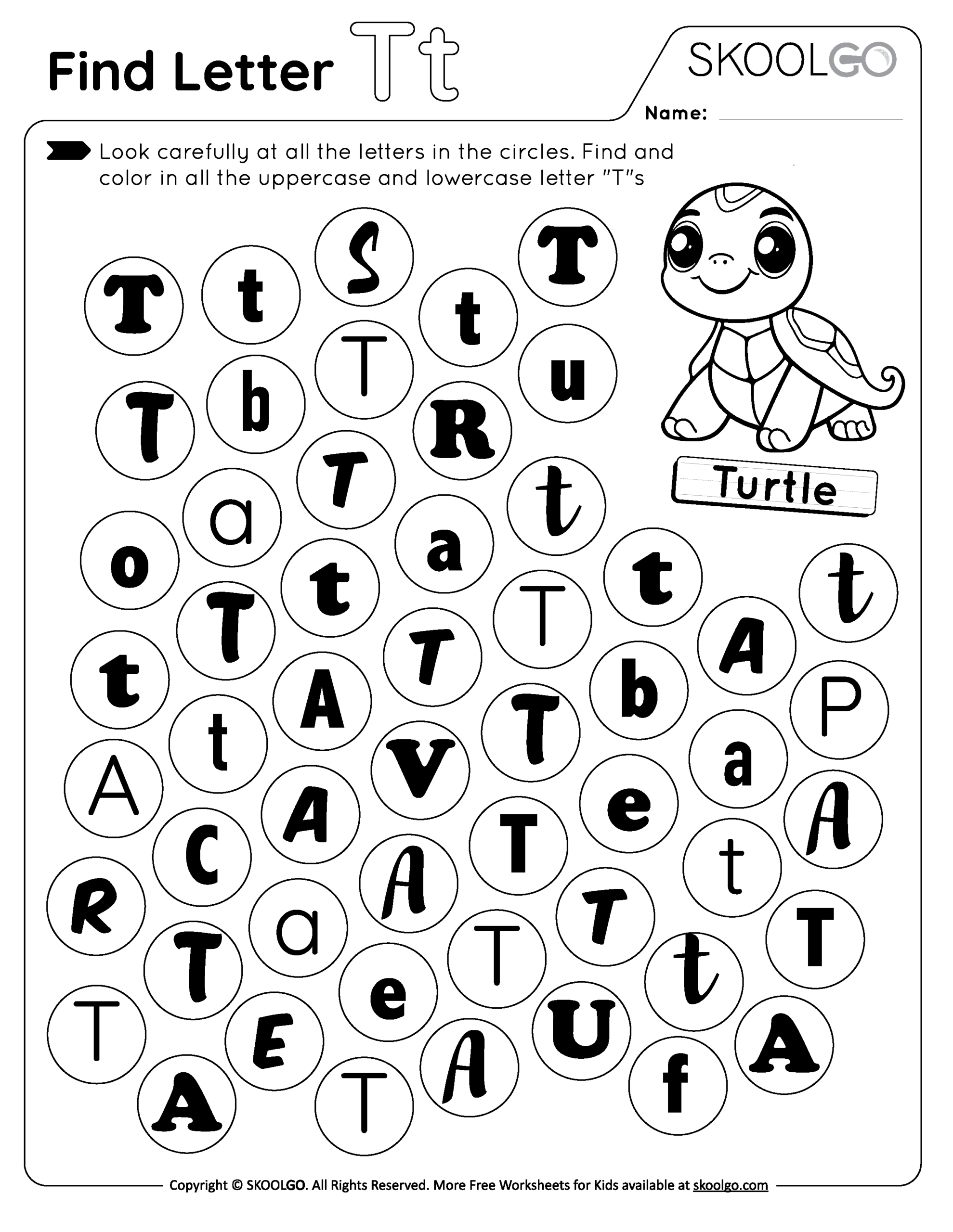 letter t free printable worksheets