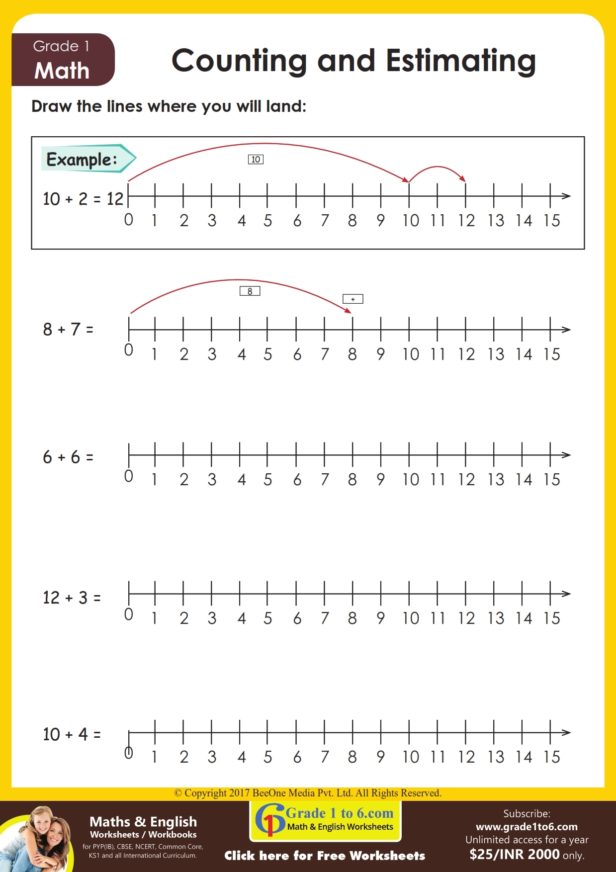 number line worksheets addition