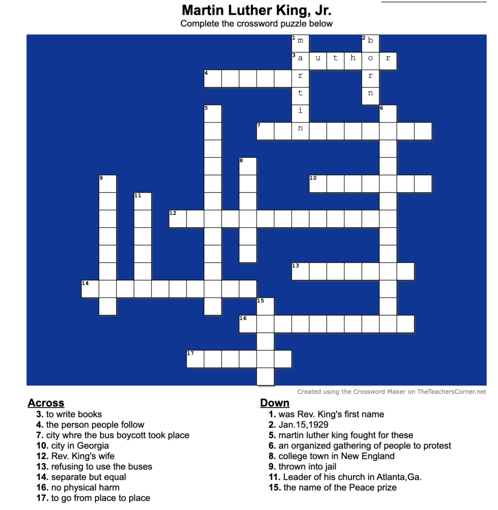 free printable crossword generator