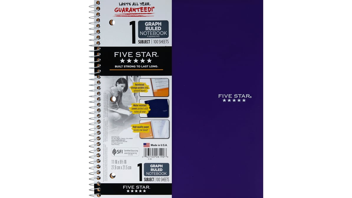 Five Star 100 Sheet Graph Ruled 11 X 8 5 Notebook Delivery Near Me Doordash