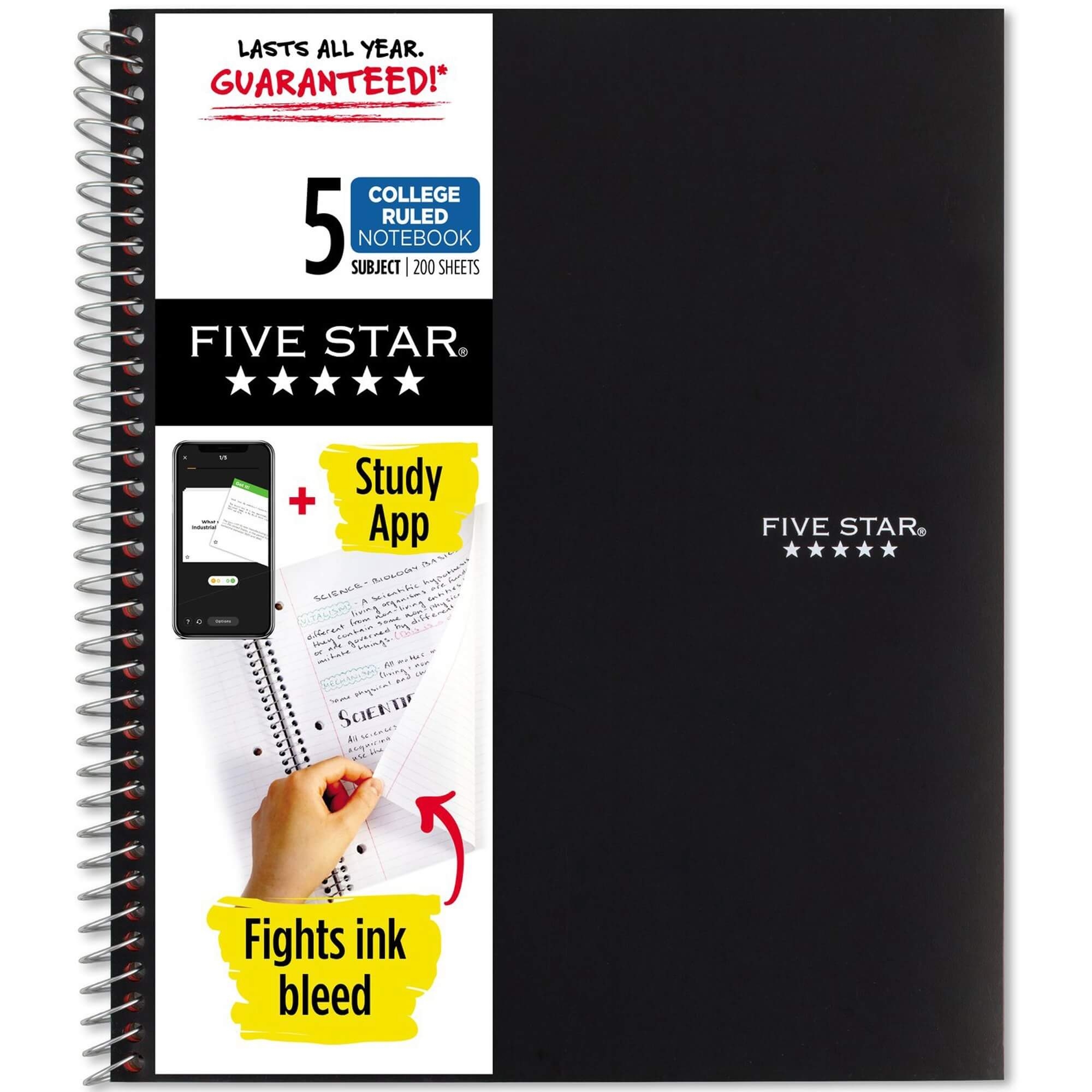 Five Star Notebook 5 Subject s 200 Sheets Wire Bound College Ruled 3 Hole s Letter 