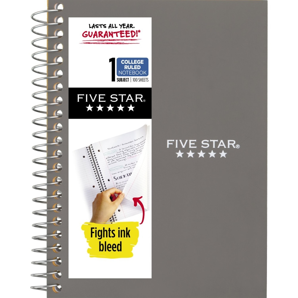 Five Star Personal Spiral Notebook College Ruled 4 3 8 X 7 Gray OfficeSupply