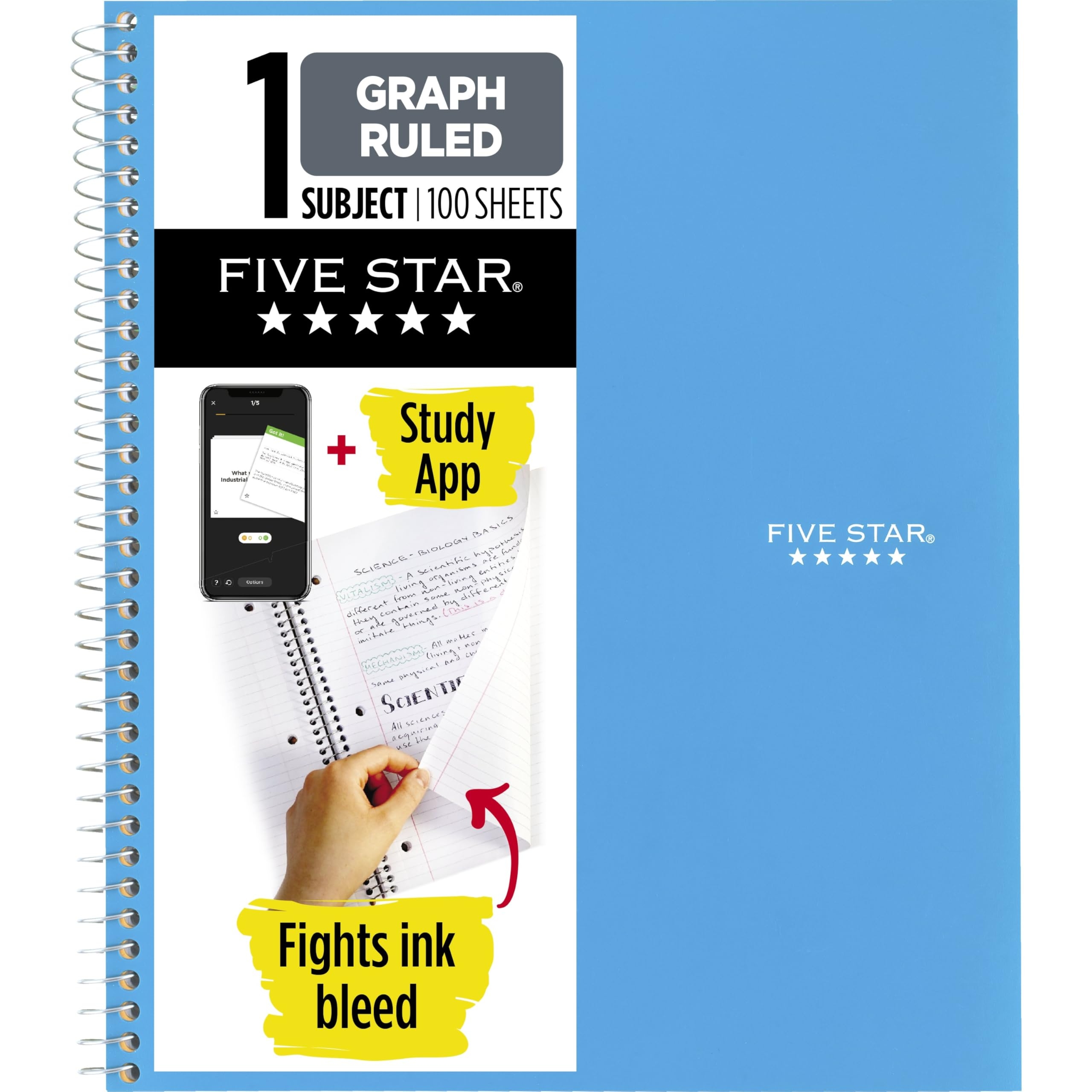Five Star Spiral Notebook Study App 1 Subject Graph Ruled Paper 8 1 2 X 11 EBay