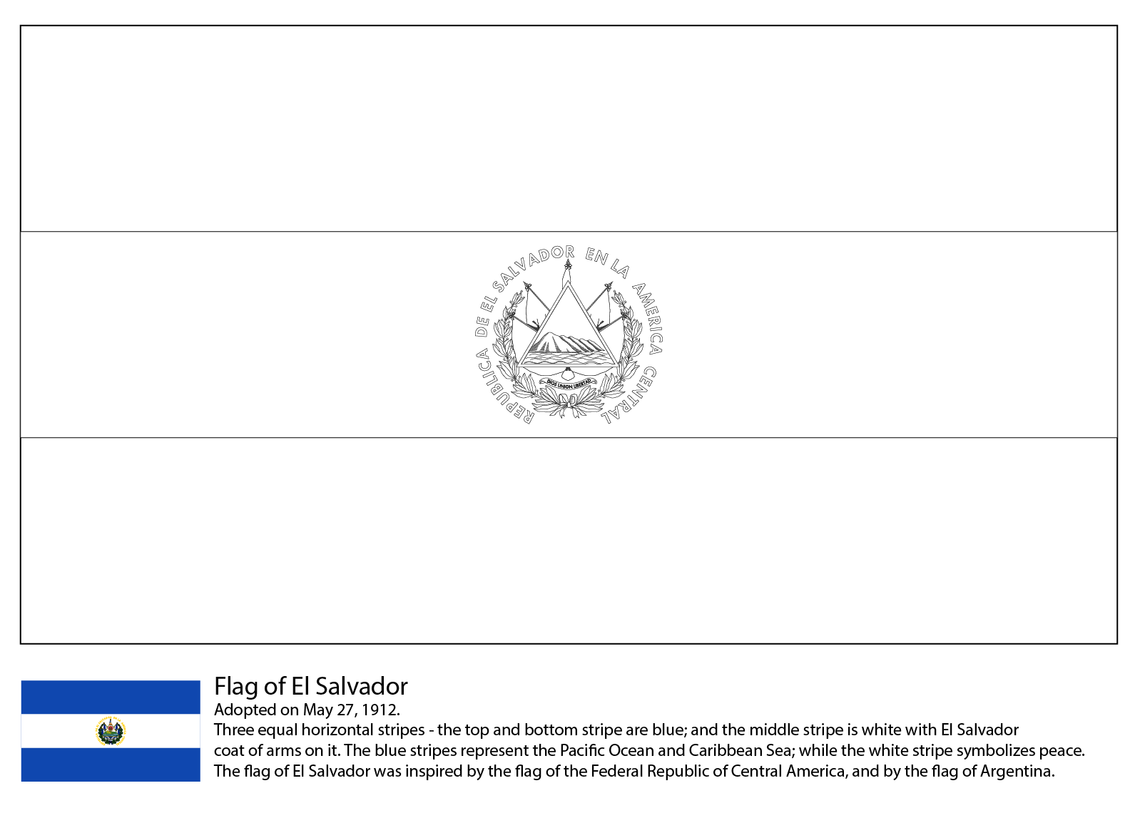 Flag Of El Salvador Coloring Page Free Printable