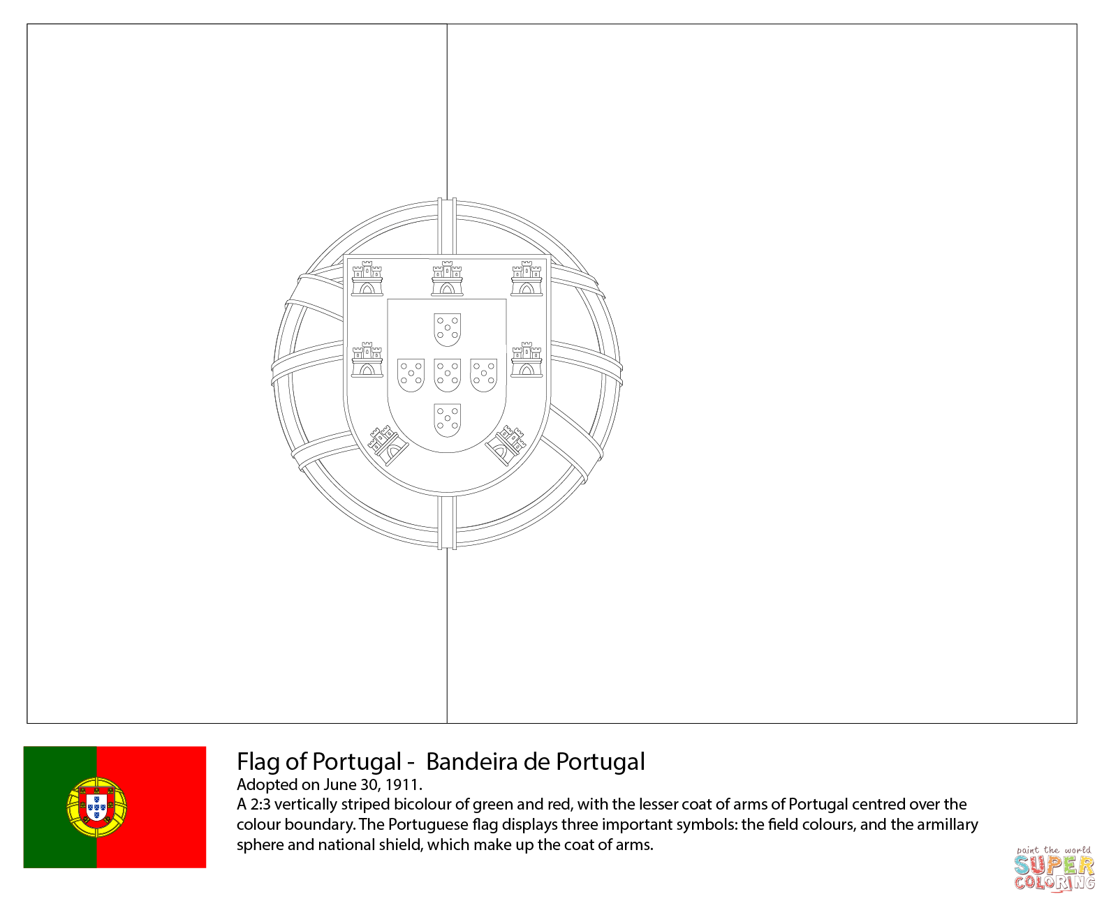 Flag Of Portugal Coloring Page Free Printable
