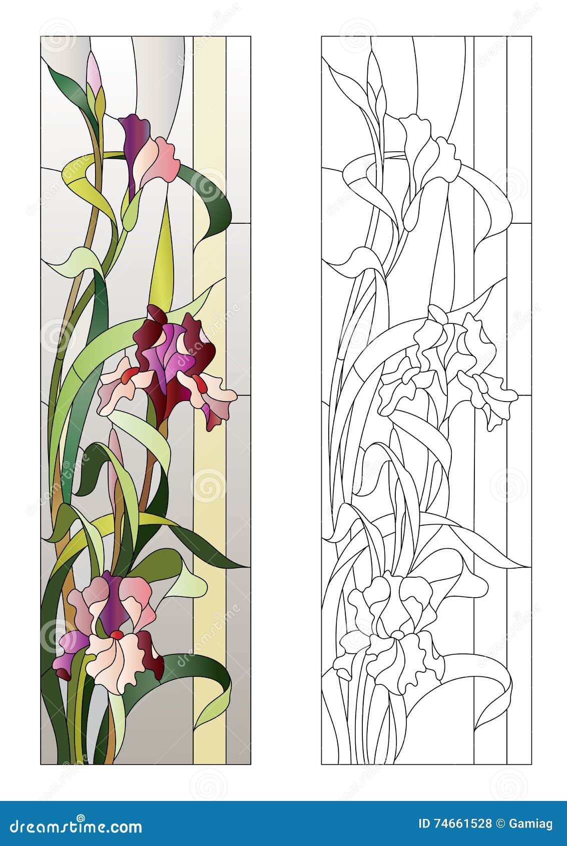 Floral Stained glass Pattern Stock Vector Illustration Of Backdrop Plant 74661528