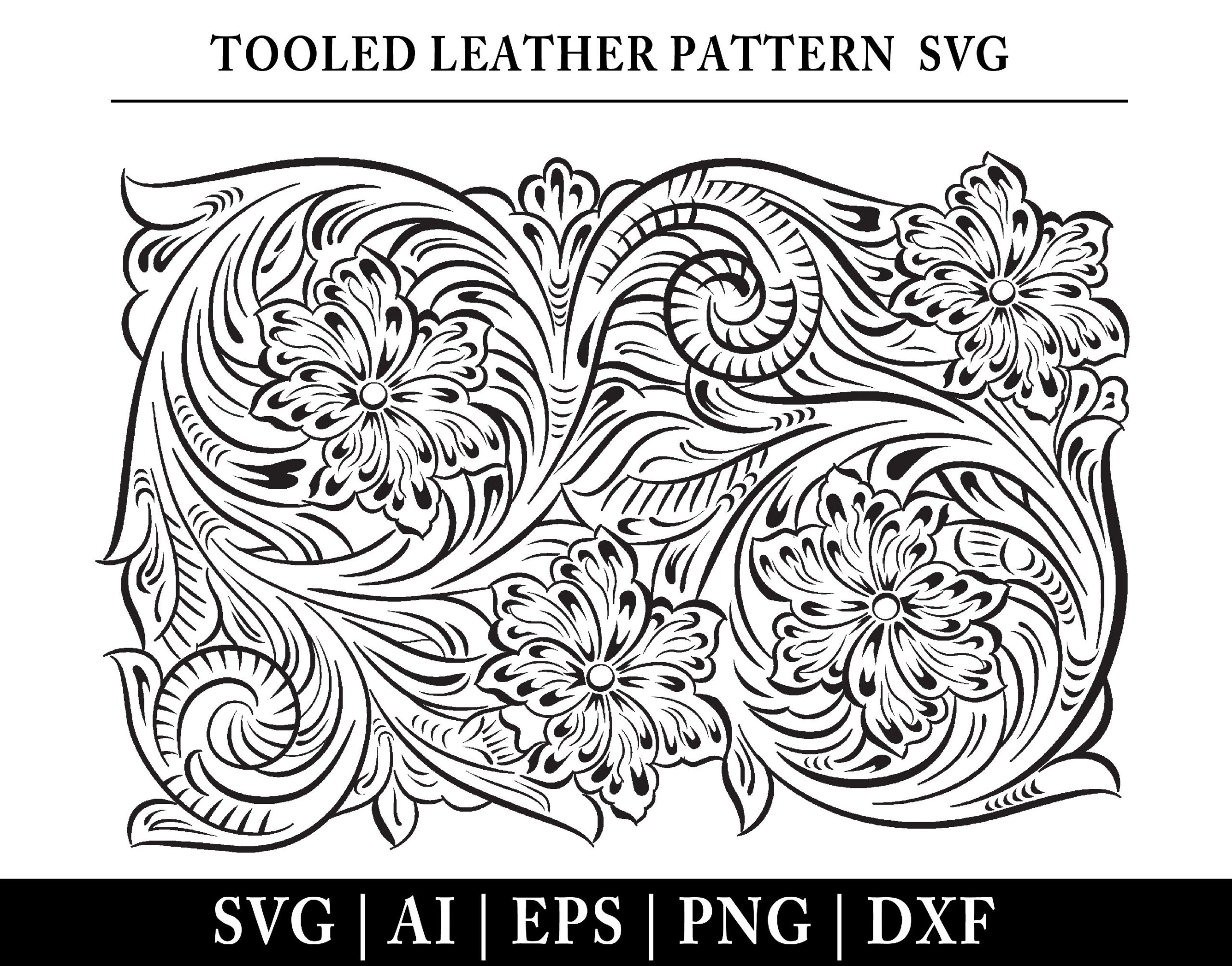 Floral Tooled Leather SVG Western Carving Pattern digital Download Etsy