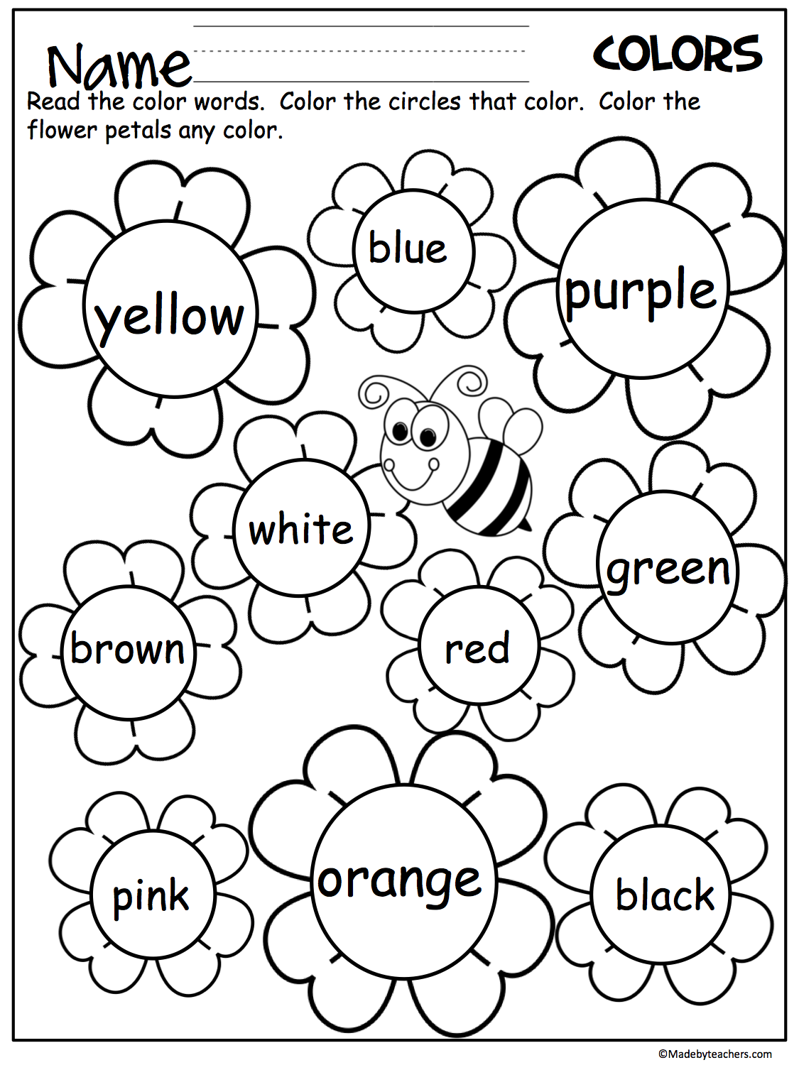 colors worksheet for kindergarten
