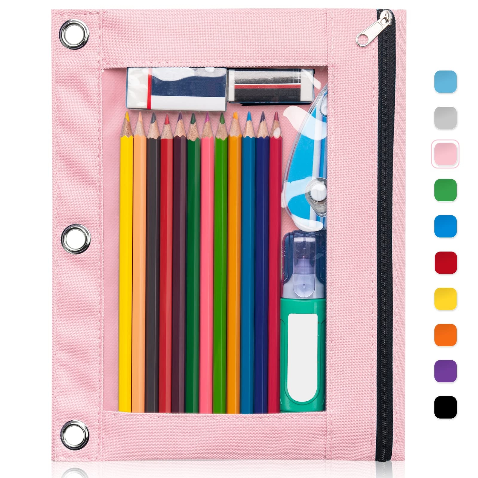 Flower Pencil Box 2 Pack Binder Pencil Pouches With Clear Window Colorful Flower Design For School Office Pencil Pouch For Girls