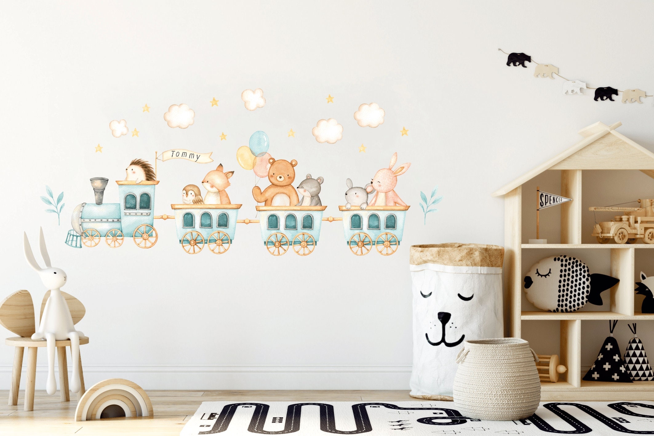 Forest Animals Wall Decal Nursery Wall Decal Woodland Wall Sticker Watercolor Animals Wall Decor Train Wall Sticker Wall Decal For Boys Etsy
