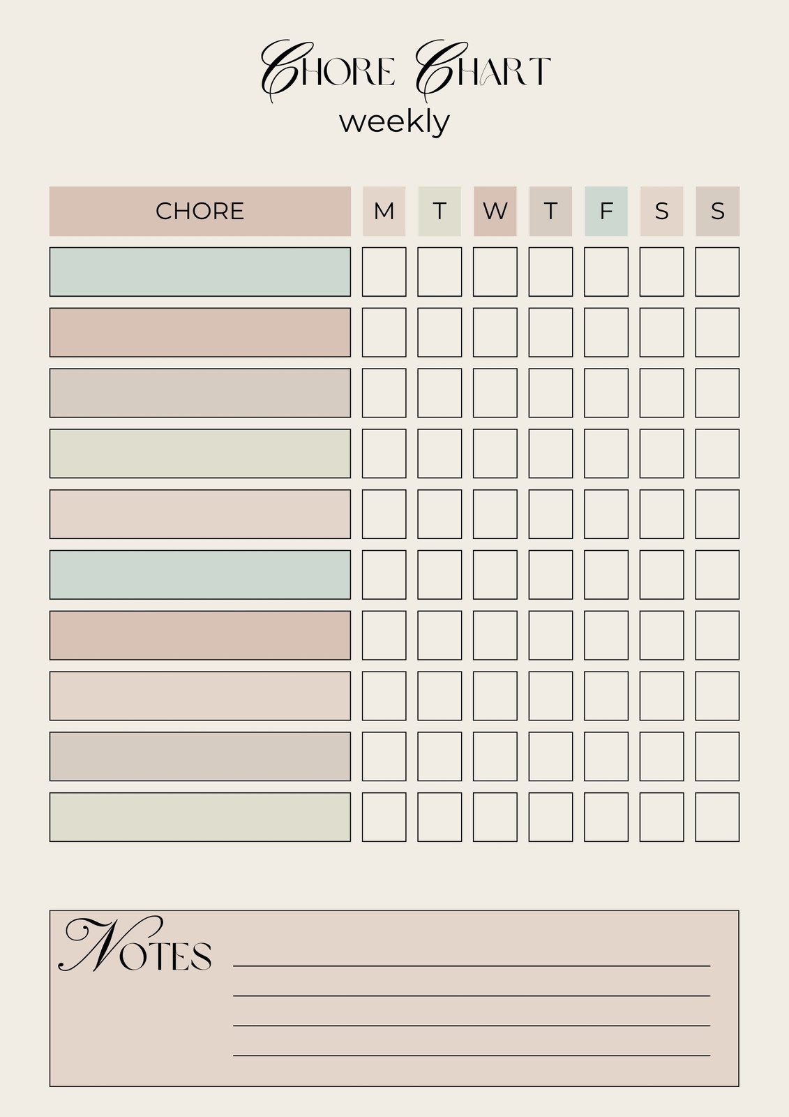 customizable chore list