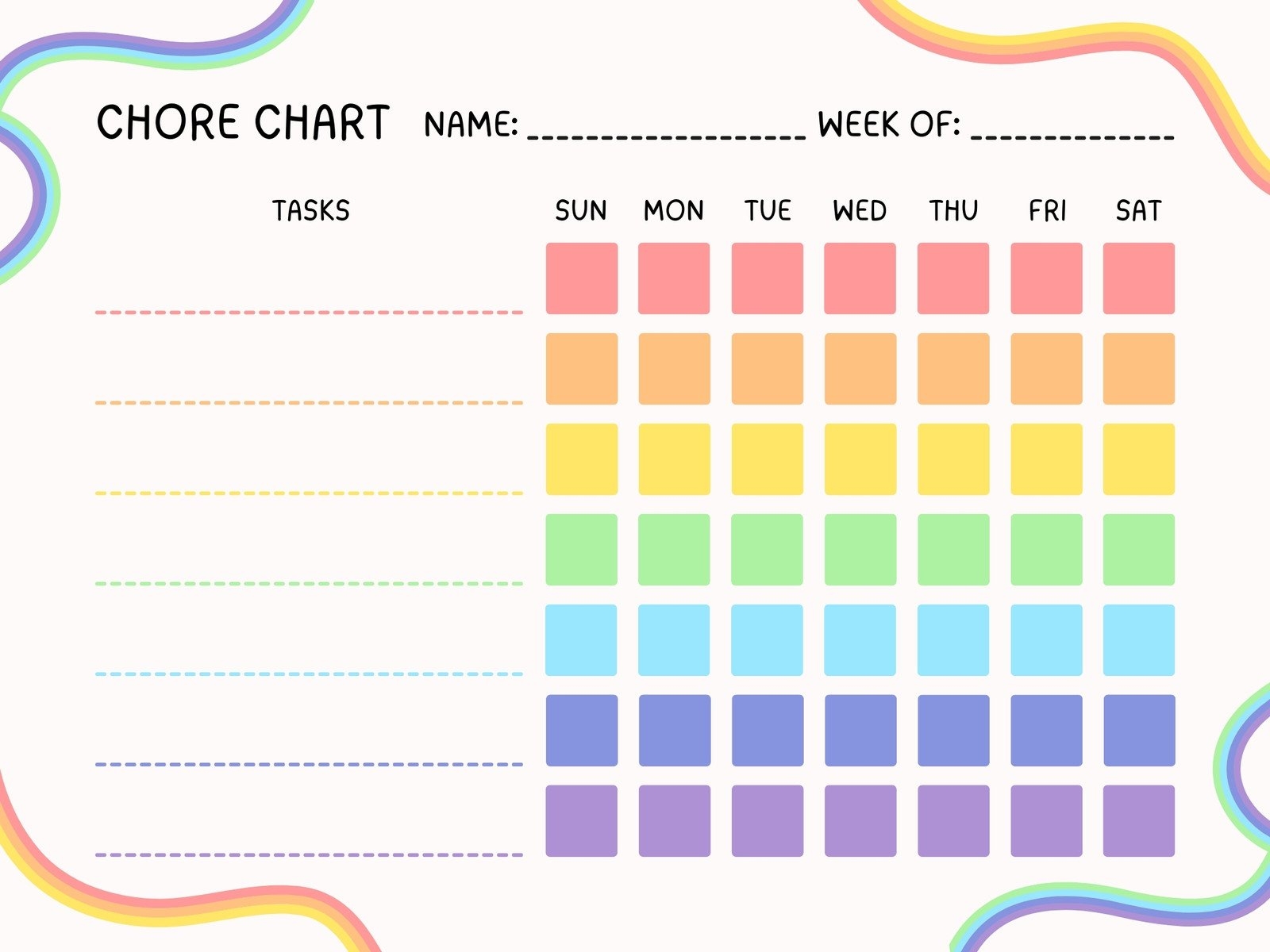 Free And Customizable Chore Templates