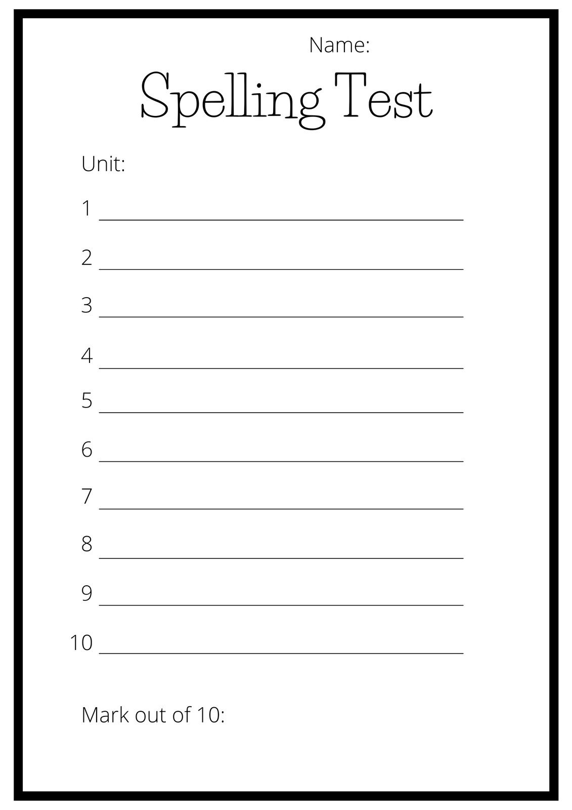 spelling worksheet generator free