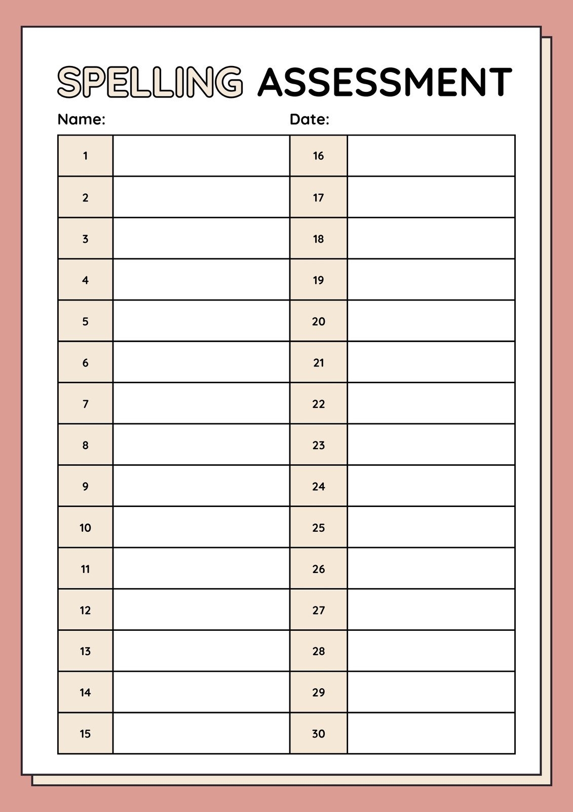 Free And Customizable Spelling Templates