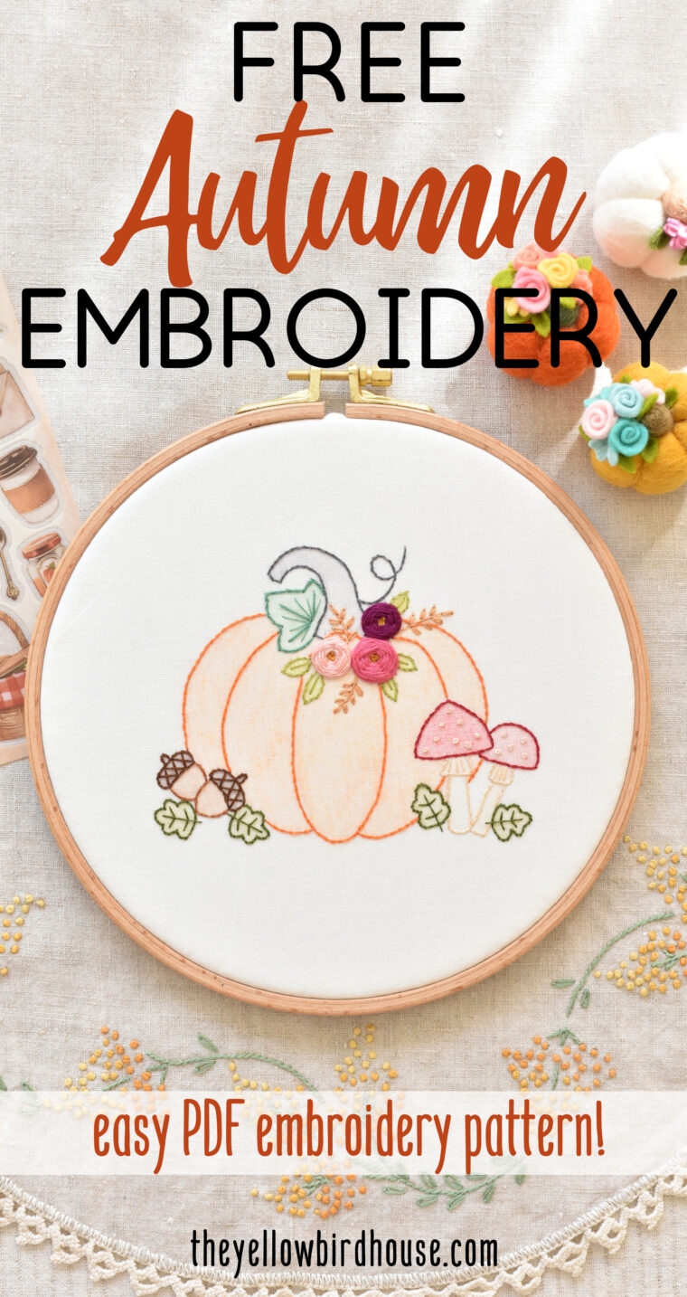 Free Autumn Embroidery Pattern The Yellow Birdhouse