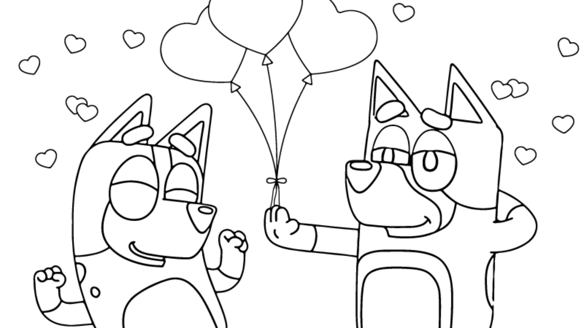 bluey valentines day coloring page