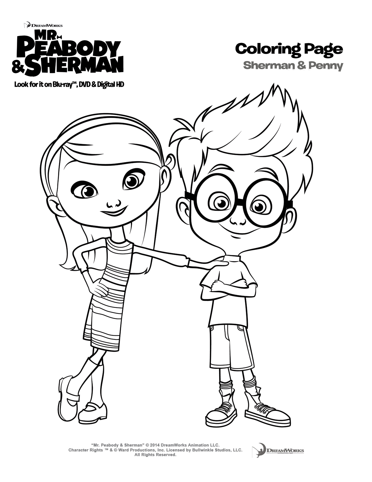 peabody and sherman coloring pages