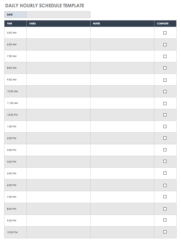 daily hourly planner template