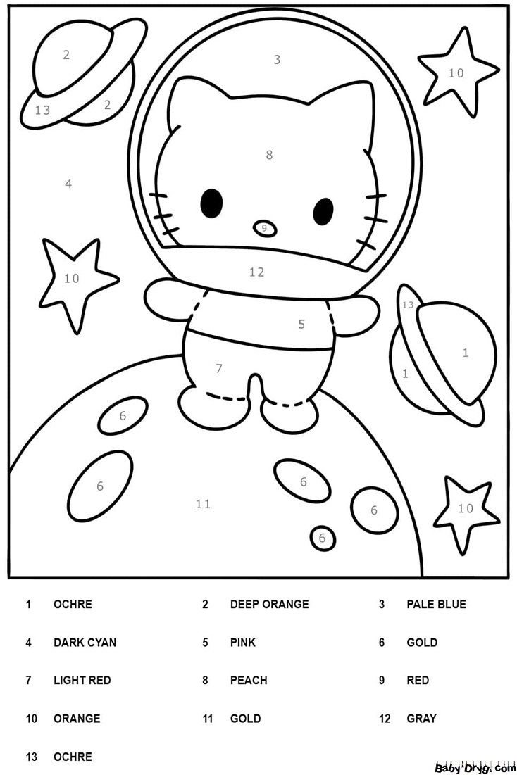 Free Hello Kitty Color By Number Worksheet Color By Number Coloring Pages