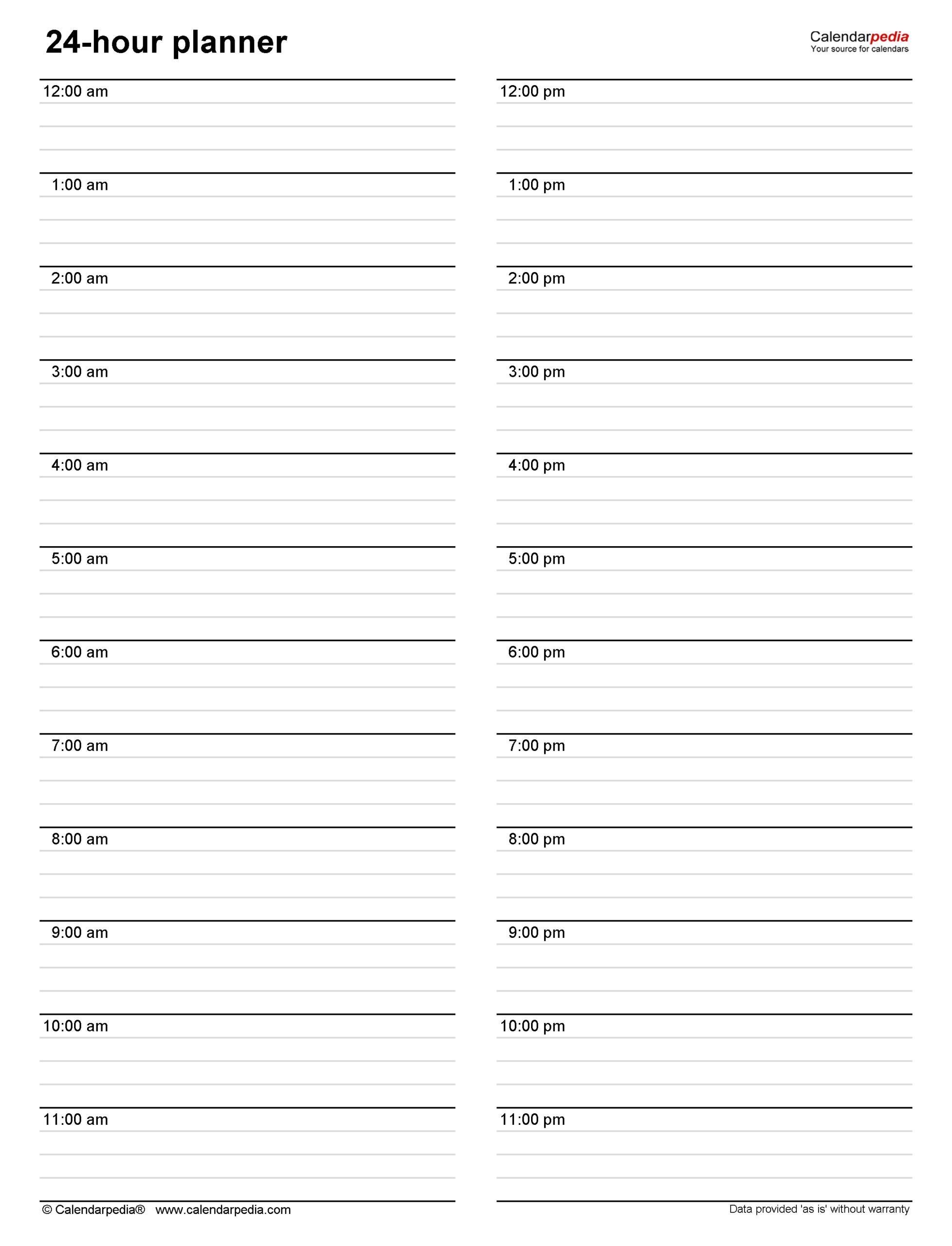 Free Hourly Planners In PDF Format 20 Templates