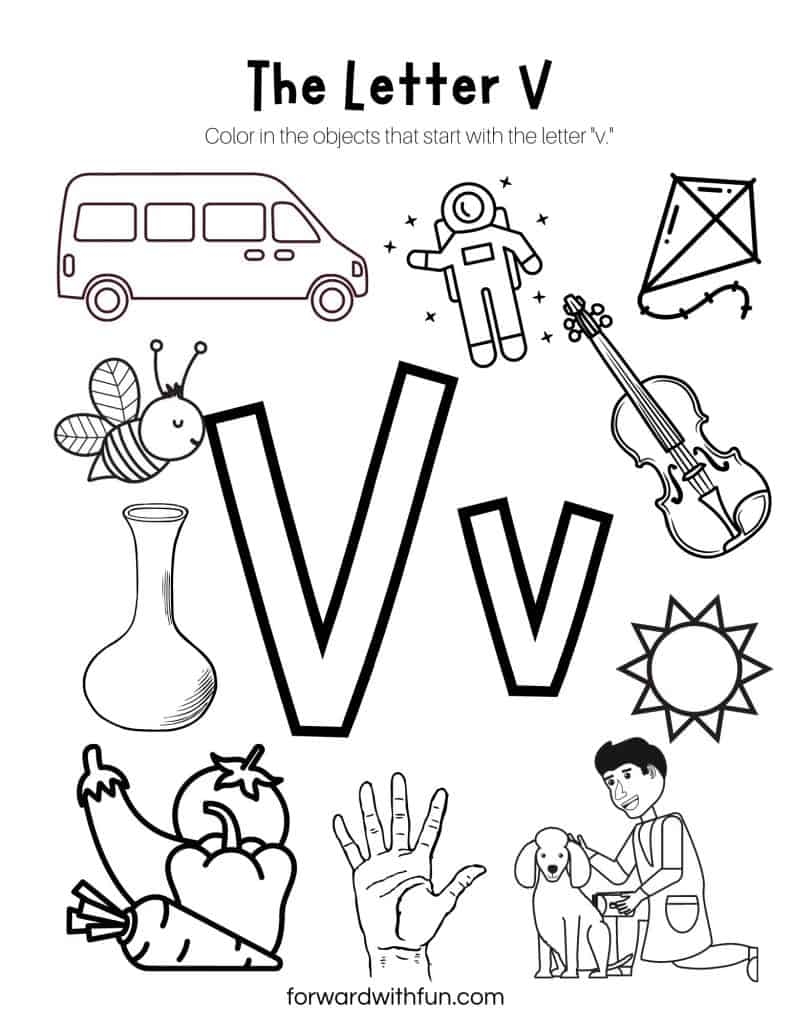 worksheets for the letter v