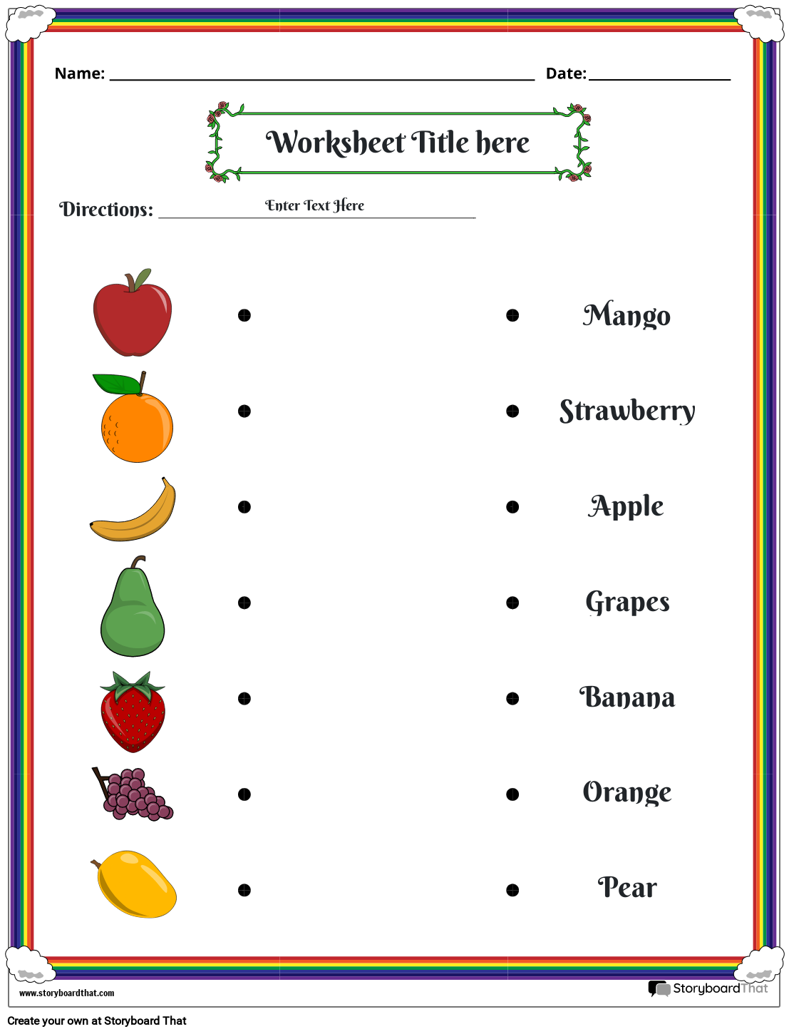 create a matching worksheet