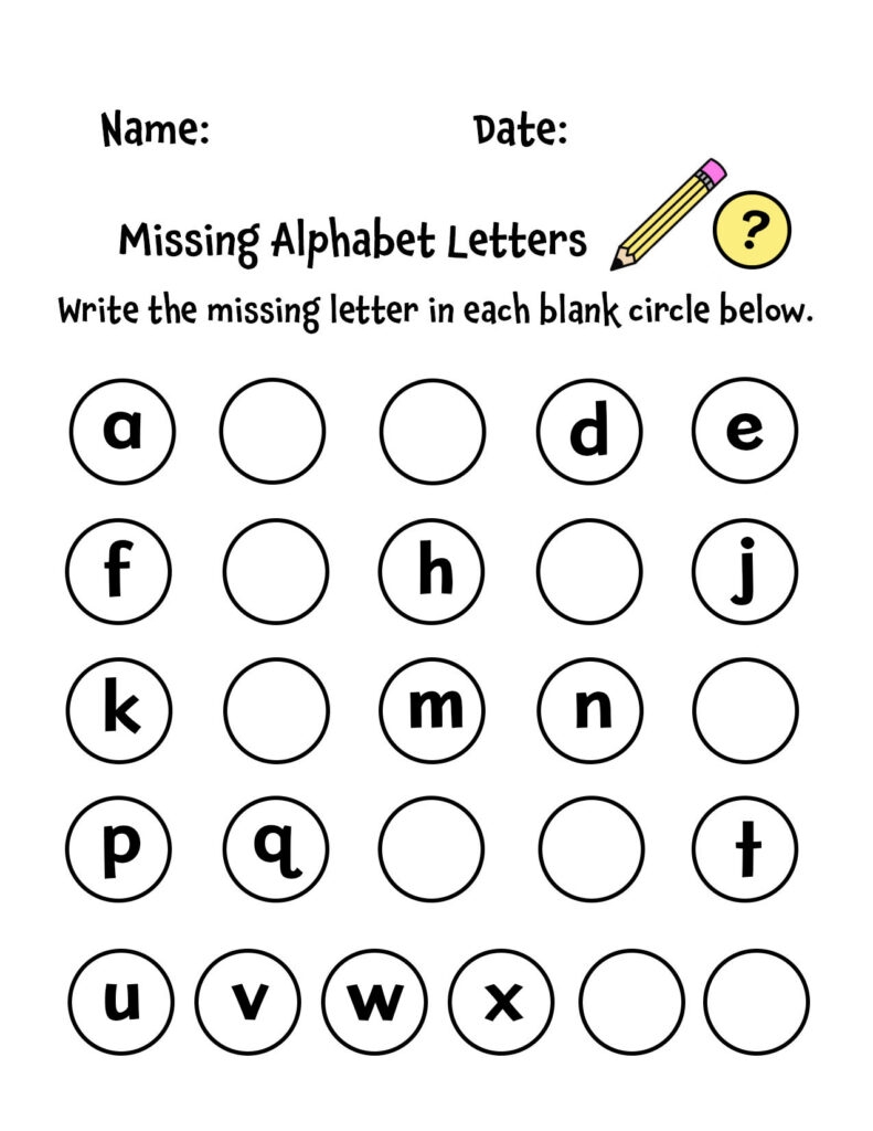 Free Missing Letters Worksheets For Preschool The Hollydog Blog