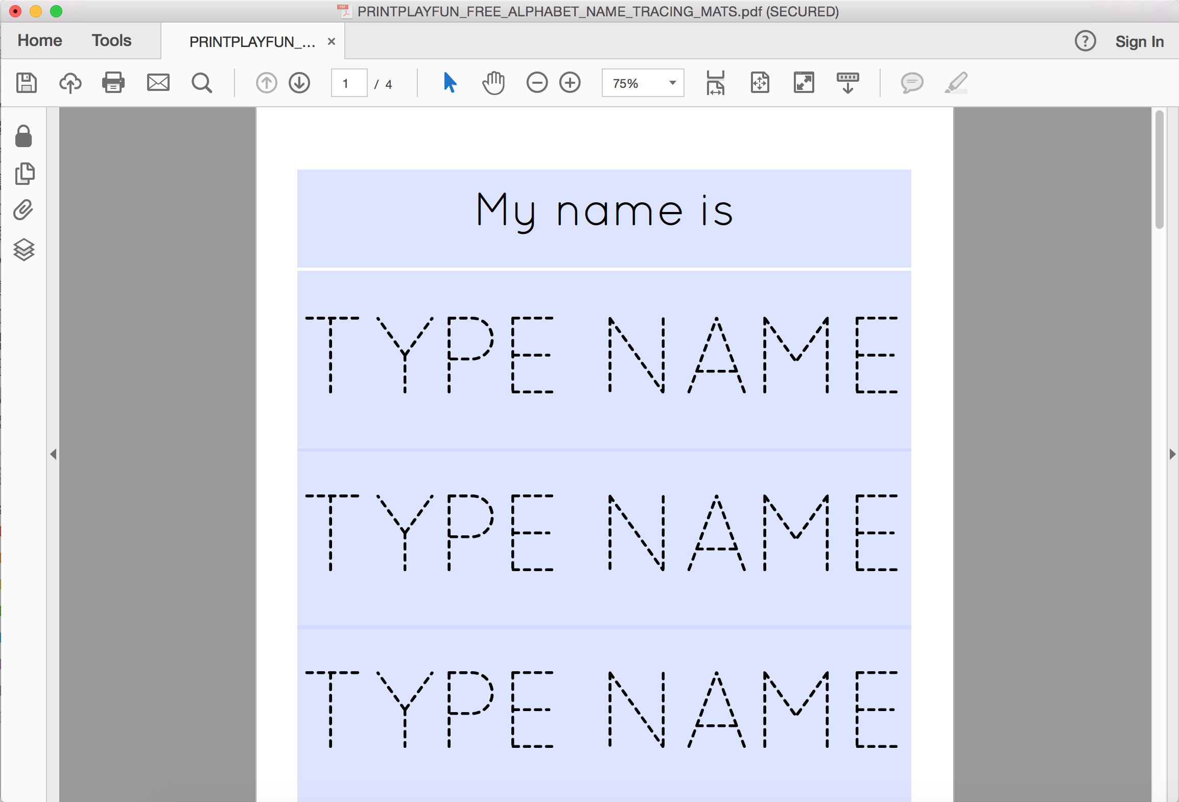 FREE Name And Alphabet Tracing Mats My Party Design