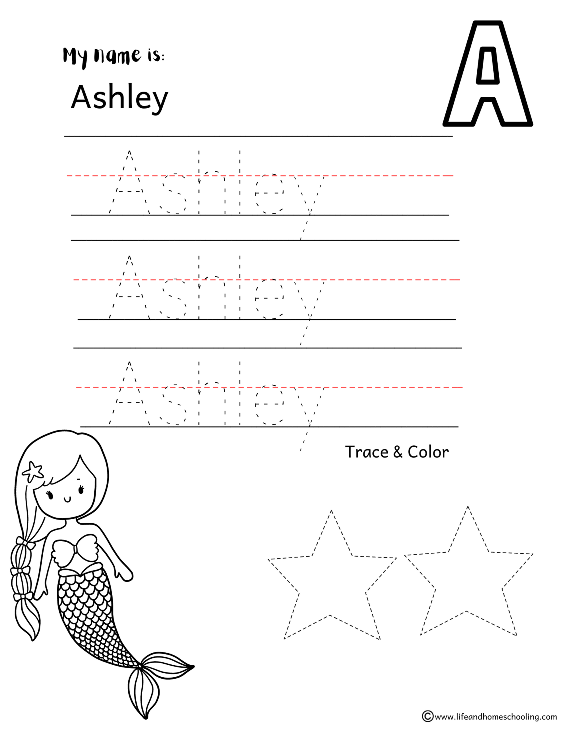 Free Name Tracing Practice Worksheet Girl A Names Lifeandhomeschooling