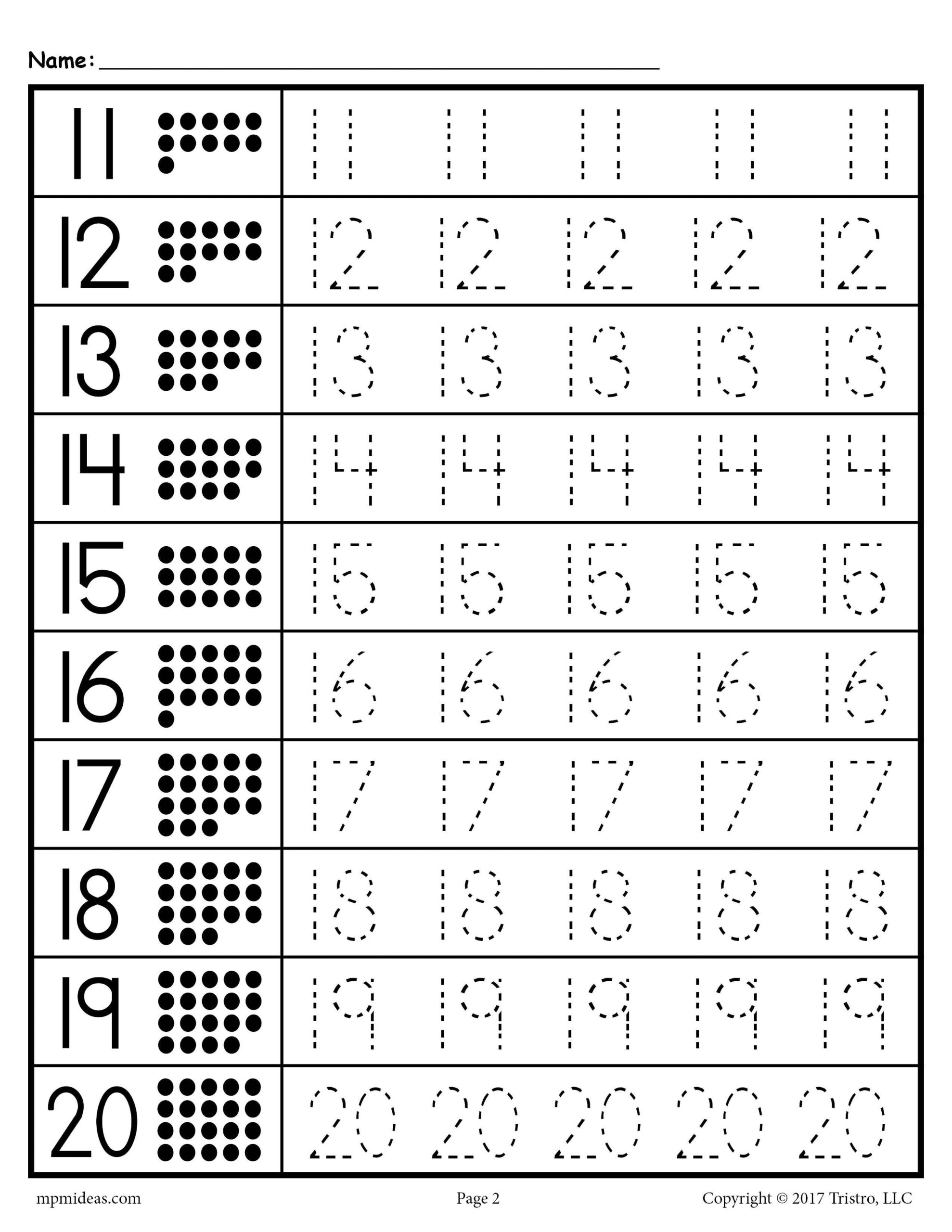 FREE Number Tracing Worksheets Numbers 1 20 Preschool Math Worksheets Tracing Worksheets Kindergarten Math Worksheets