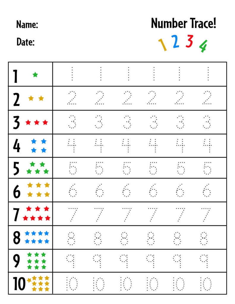 preschool number tracing pages