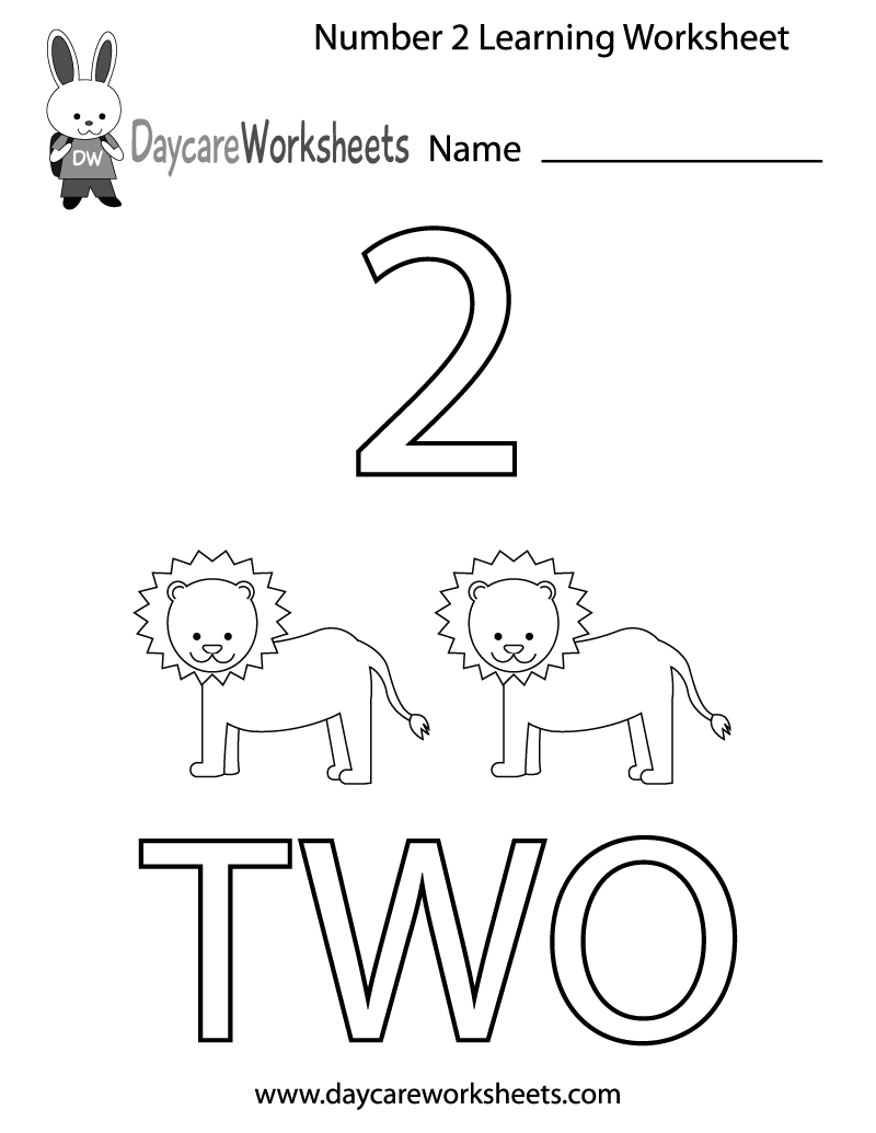 number 2 kindergarten worksheets