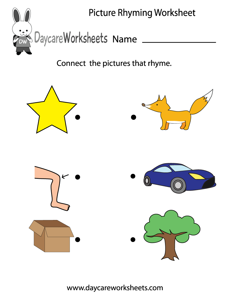 rhyming words worksheet preschool