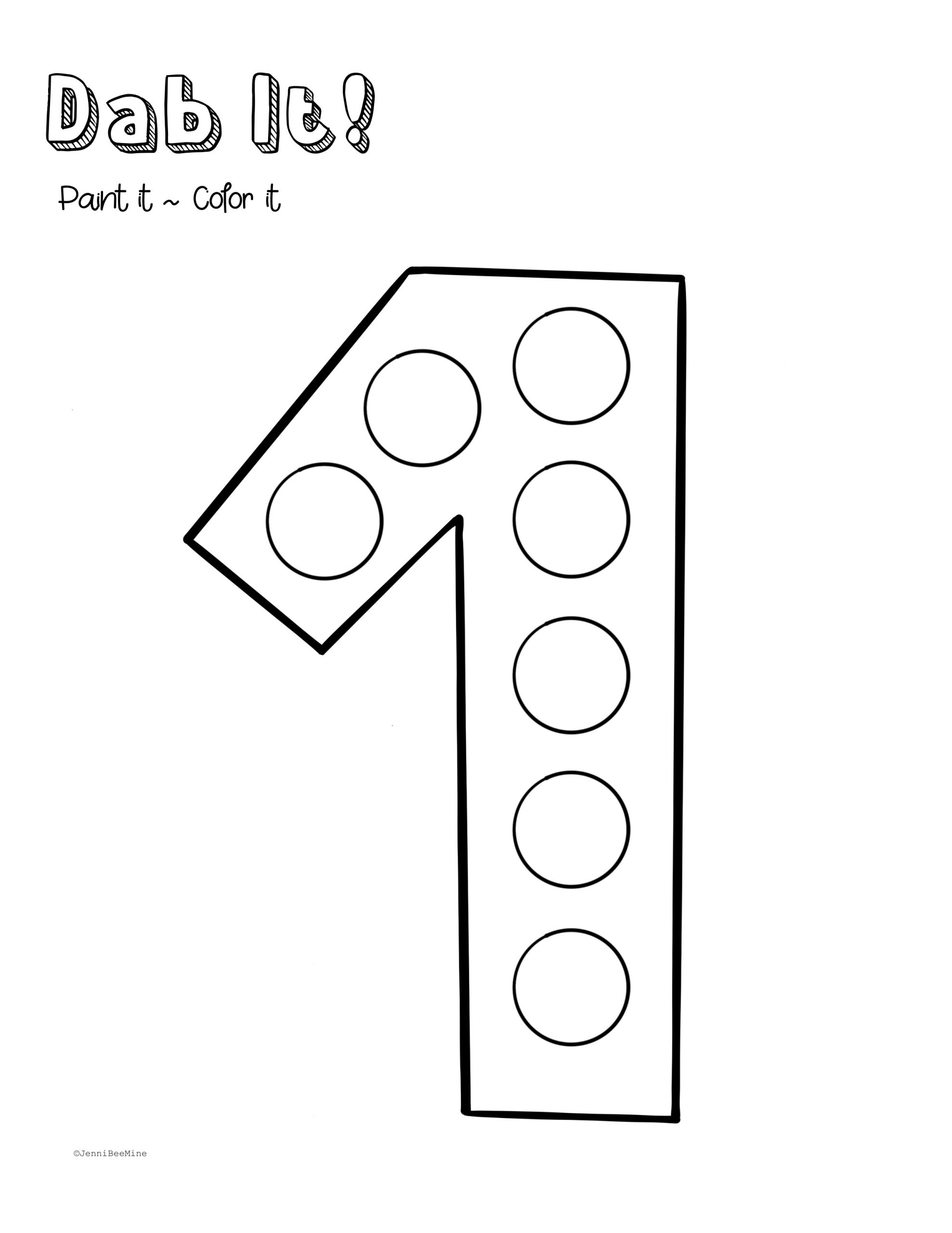 number one printable