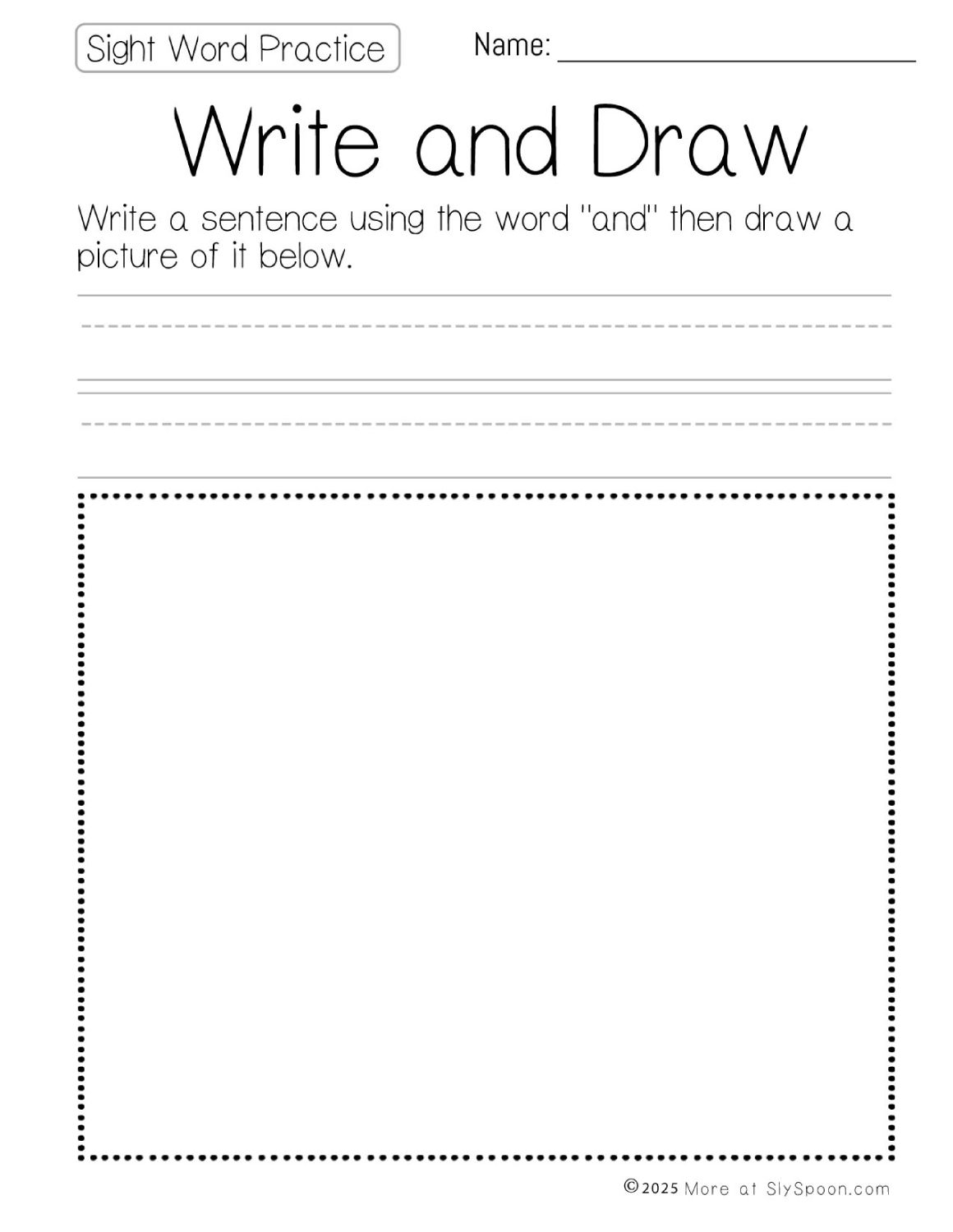 and sight word worksheet