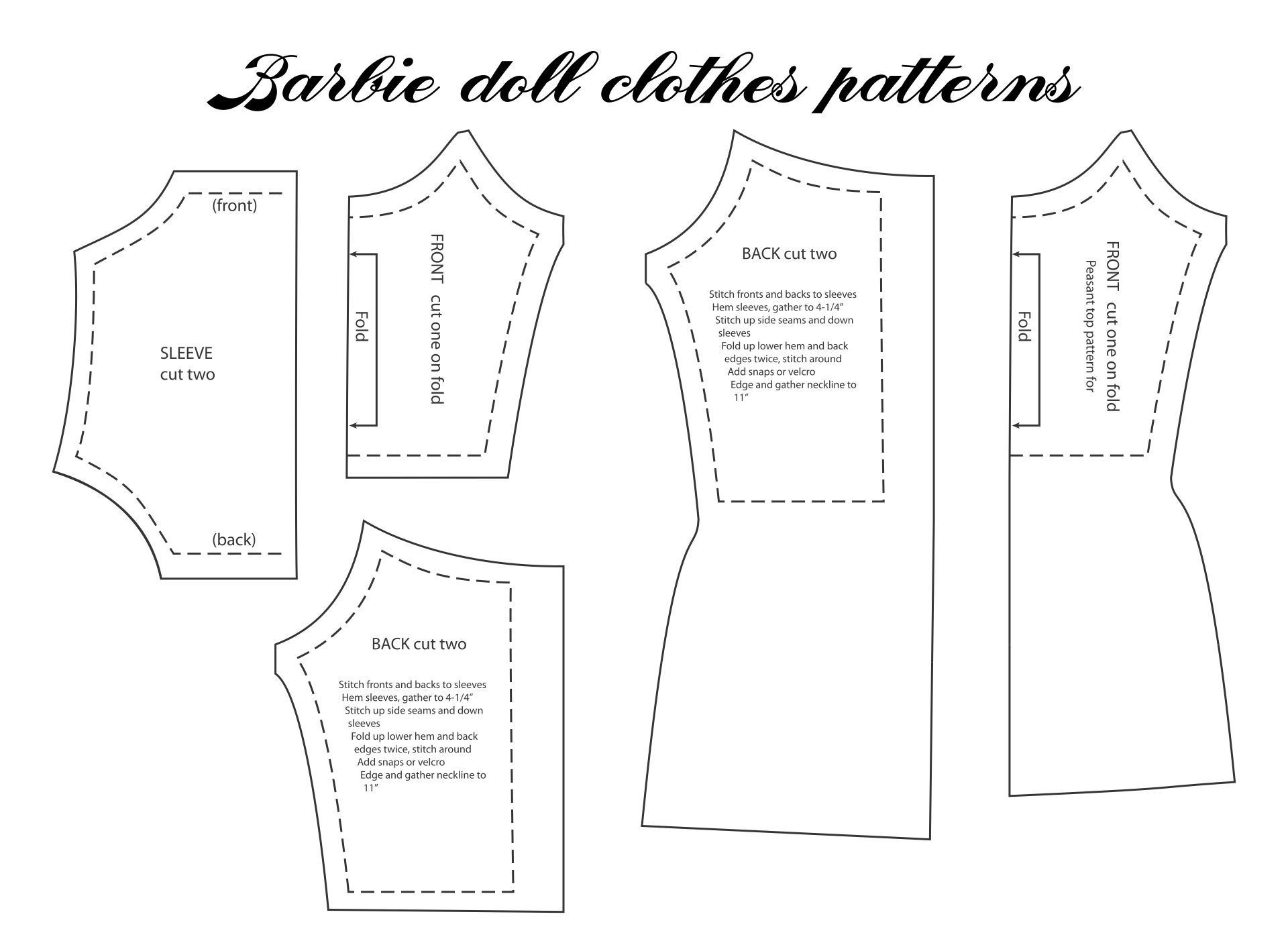 Free Printable Barbie Dress Patterns Barbie Doll Dress Patterns Printable PDF Barbie Dolls 11 1 2