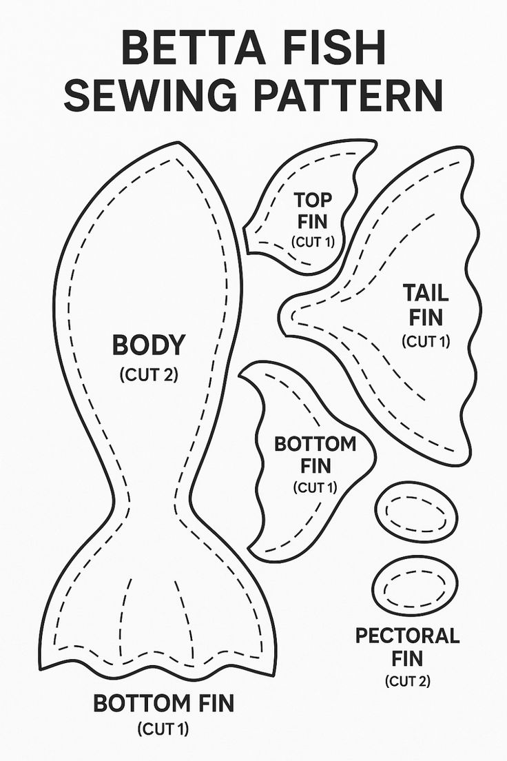Free Printable Betta Fish Sewing Pattern