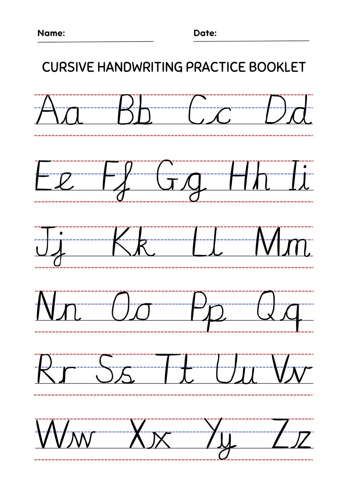 Free Printable Cursive Writing Worksheet Templates Worksheets Library