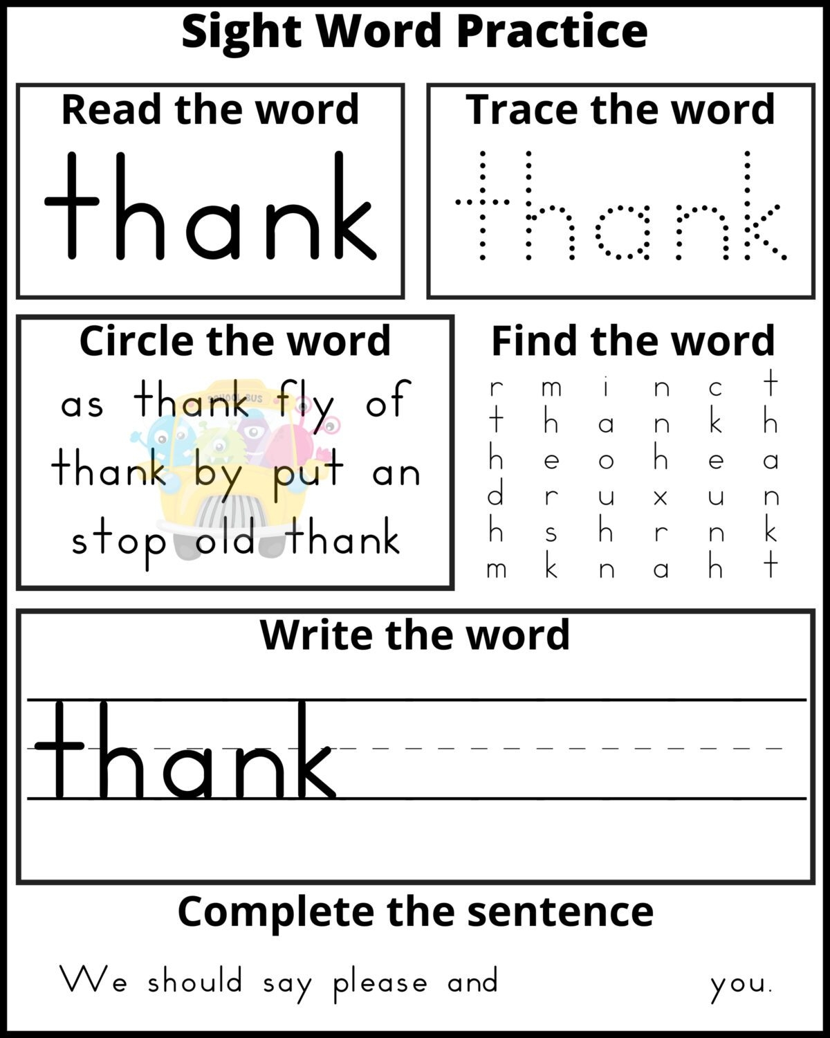 sight words sheet