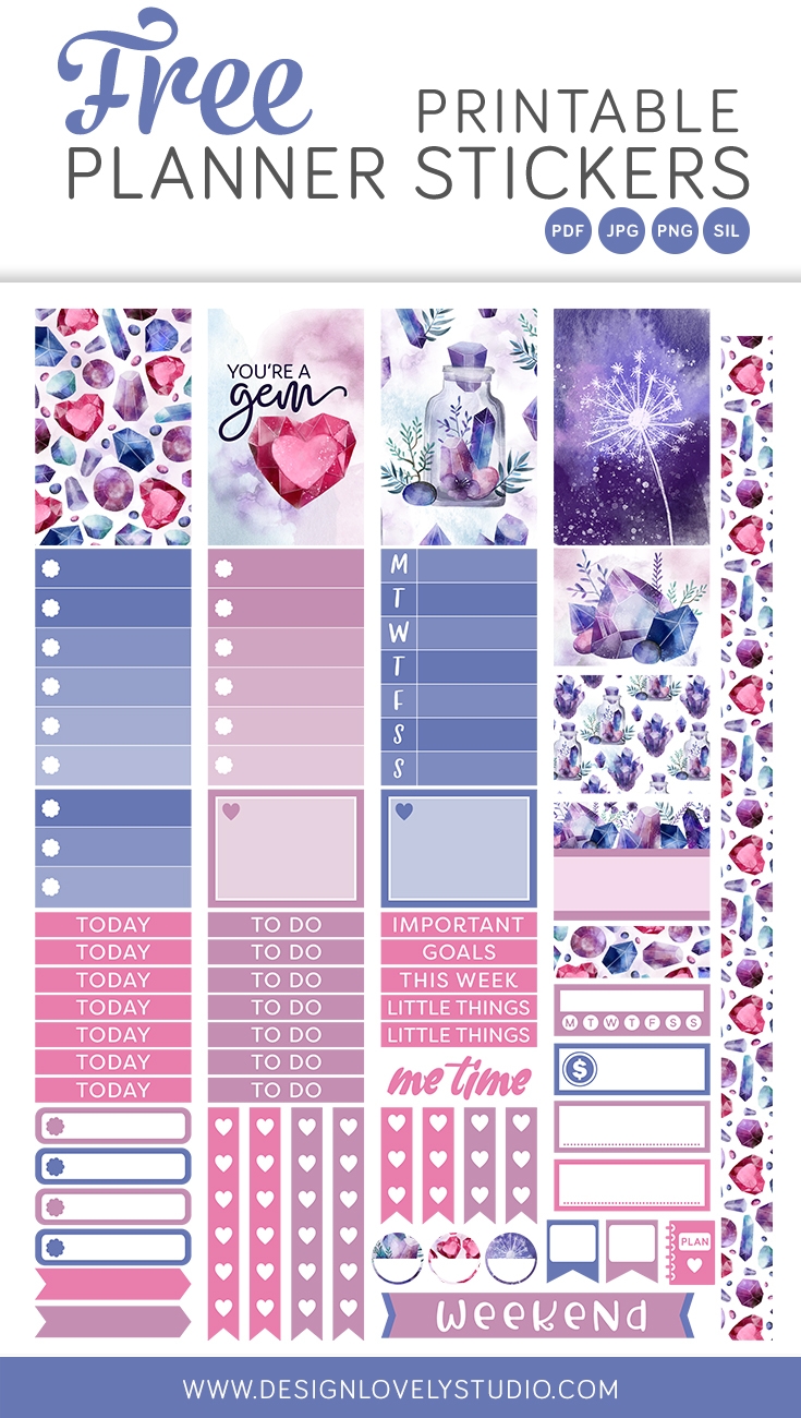 Free Printable Gem Planner Stickers Design Lovely Studio