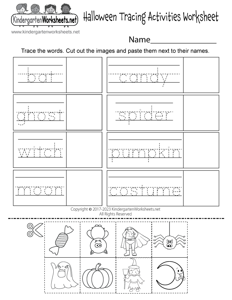 halloween tracing worksheets