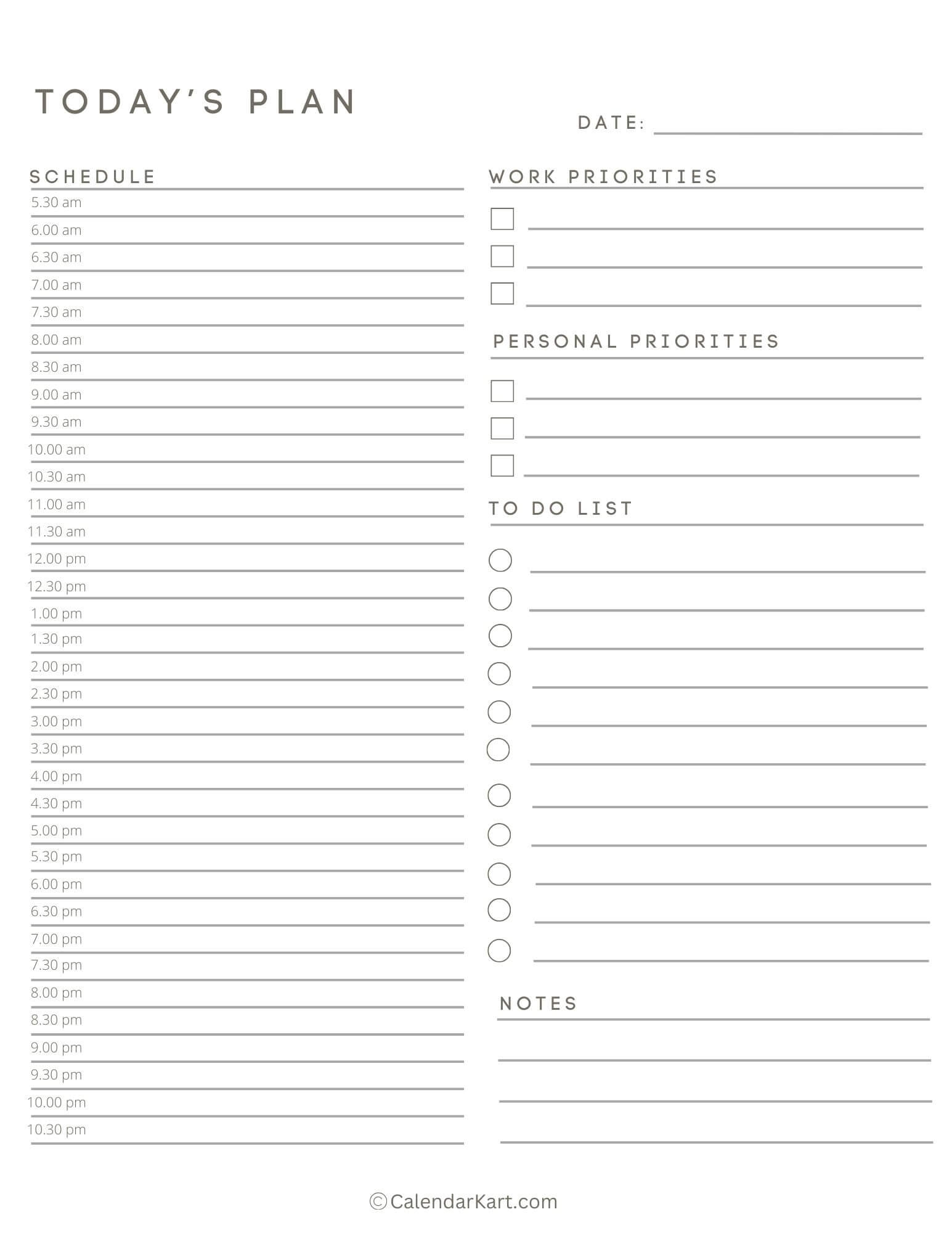 hour by hour planner