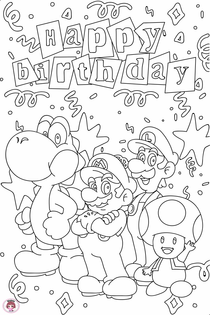 Free Printable Mario Bros Happy Birthday Coloring Page Get Crafty With Luigi