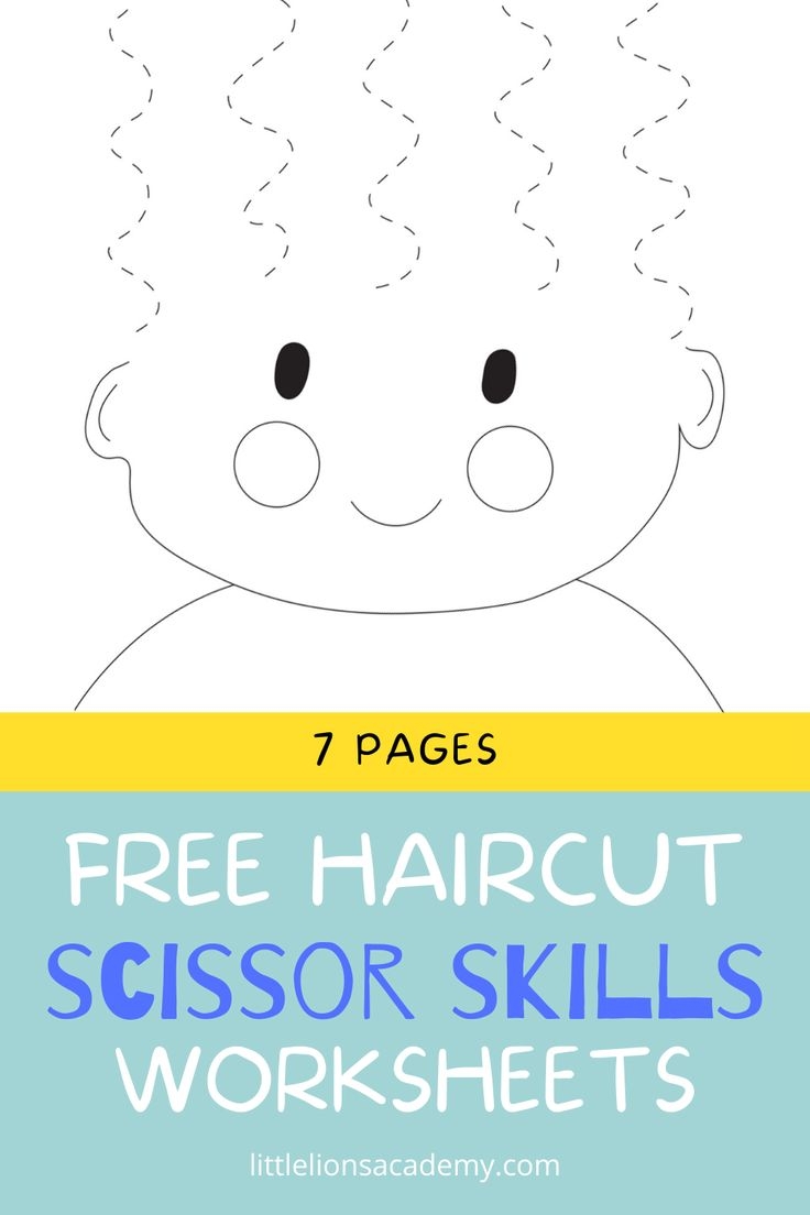 FREE Printable Scissors Skills Haircut Worksheets Little Lions Academy Preschool Cutting Worksheets Scissor Skills Preschool