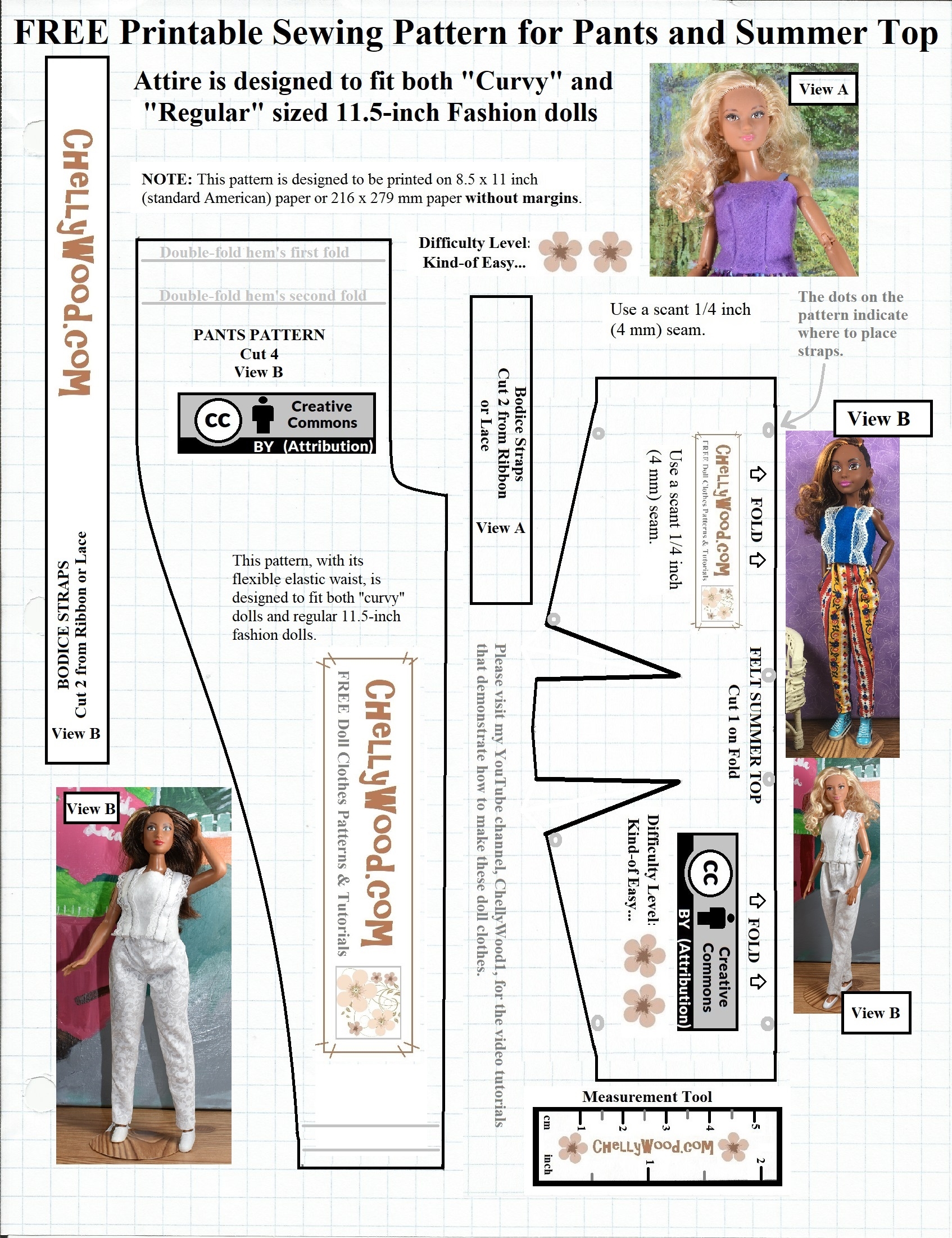 Free Printable Sewing Pattern For Dolls Felt Shirt ChellyWood Free Doll Clothes Patterns