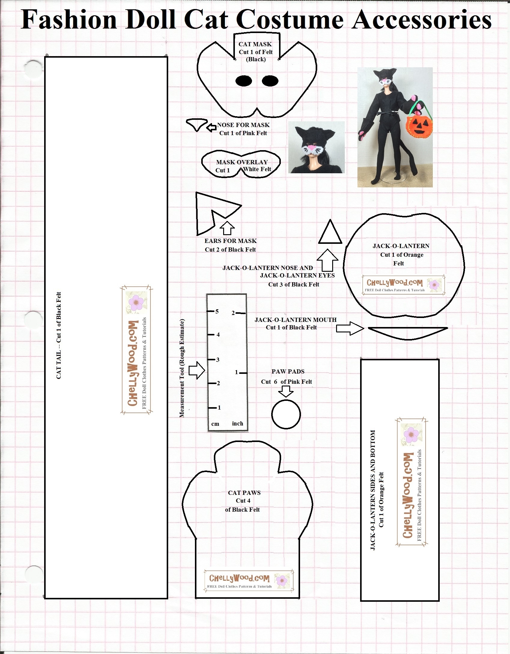 Free Printable Sewing Pattern For Dolls Halloween Cat Mask Free Doll Clothes Patterns