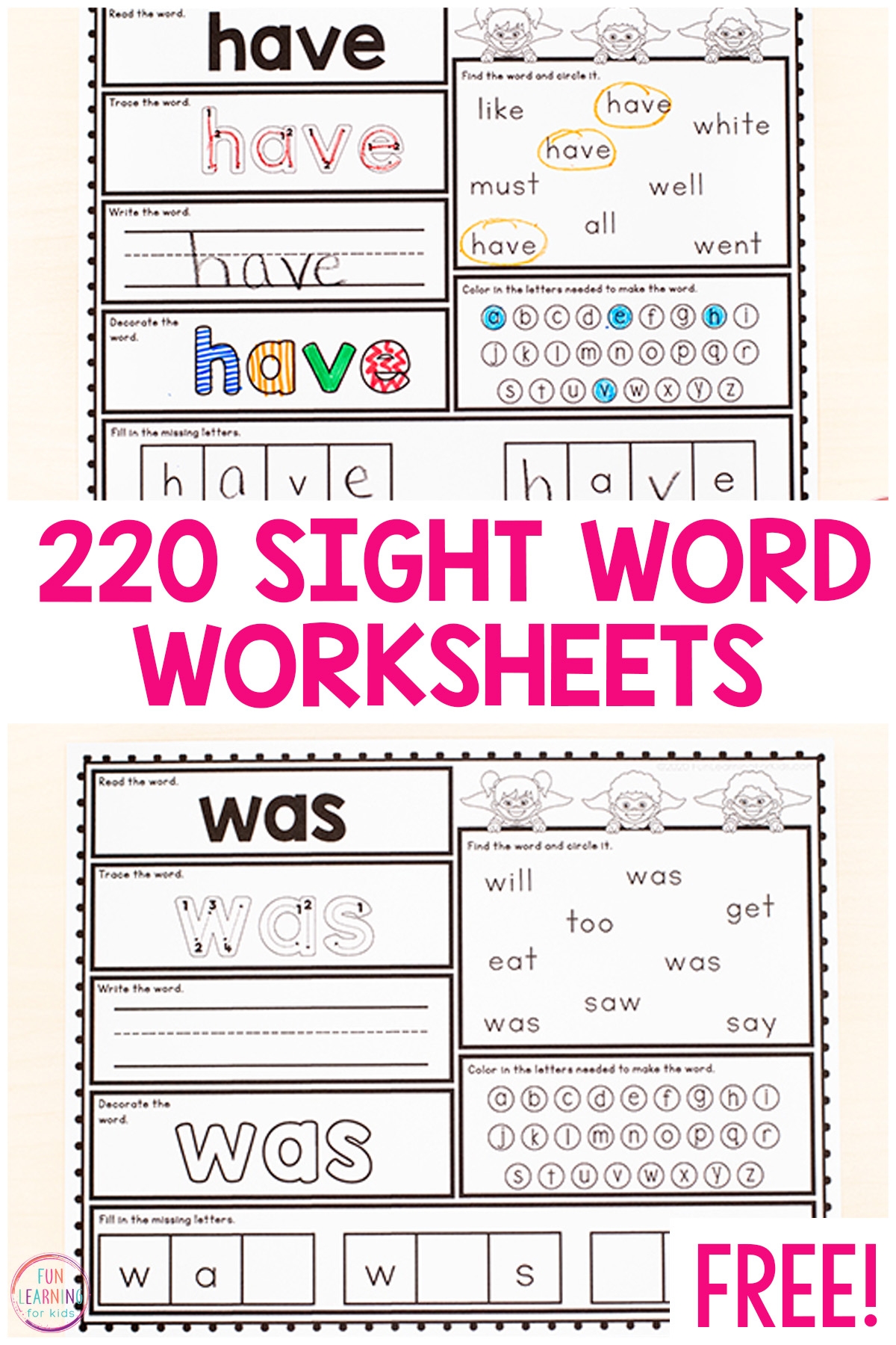 free printable sight words