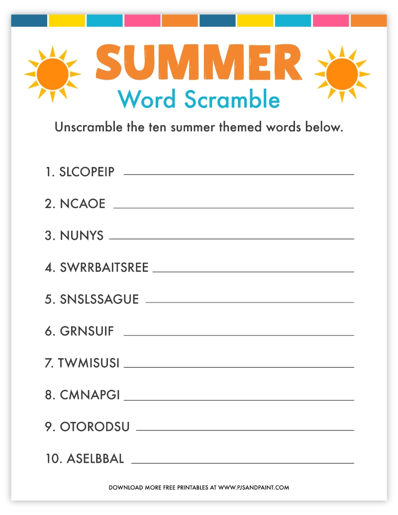 word scramble print