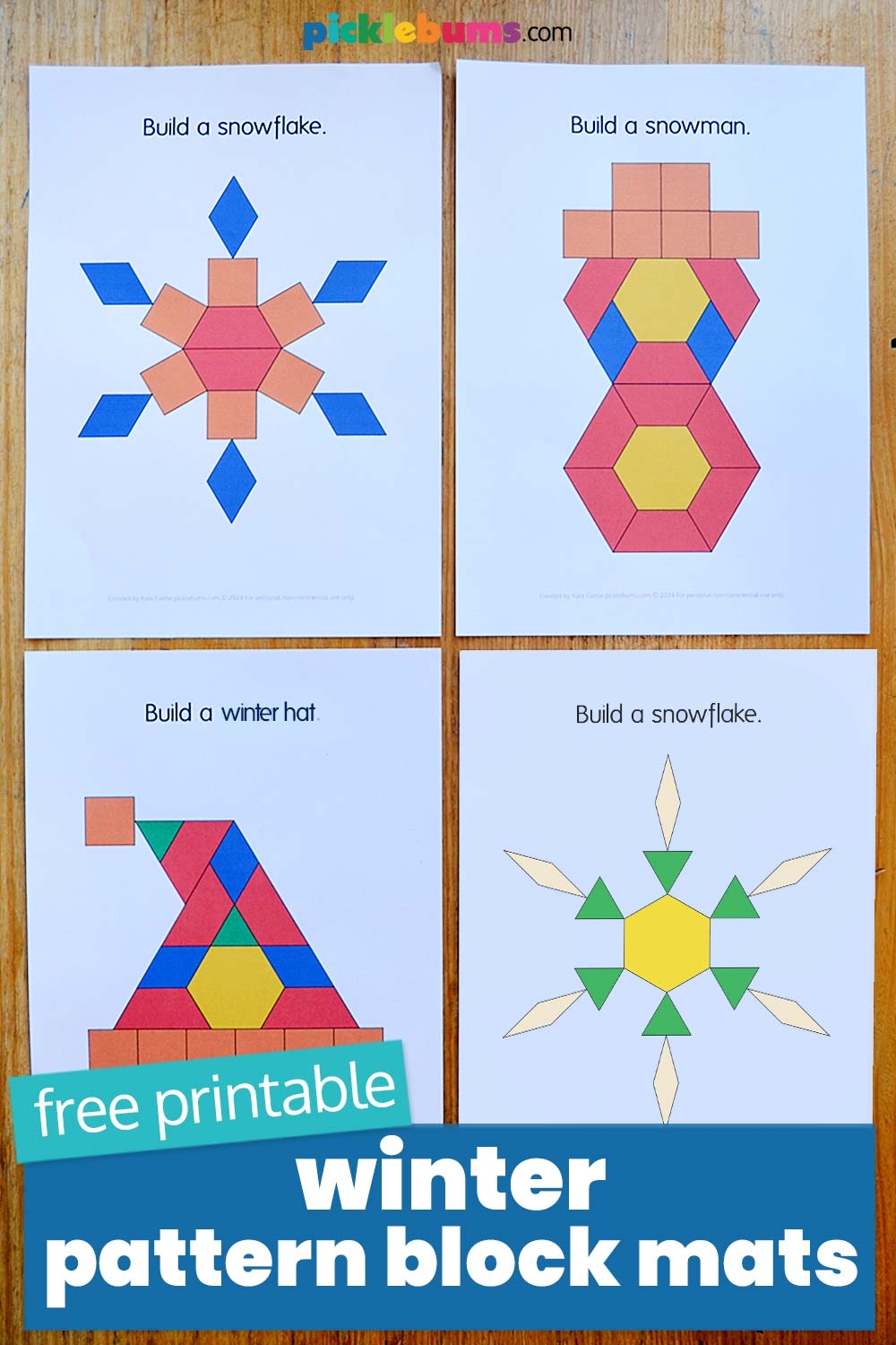 Free Printable Winter Pattern Block Mats Picklebums