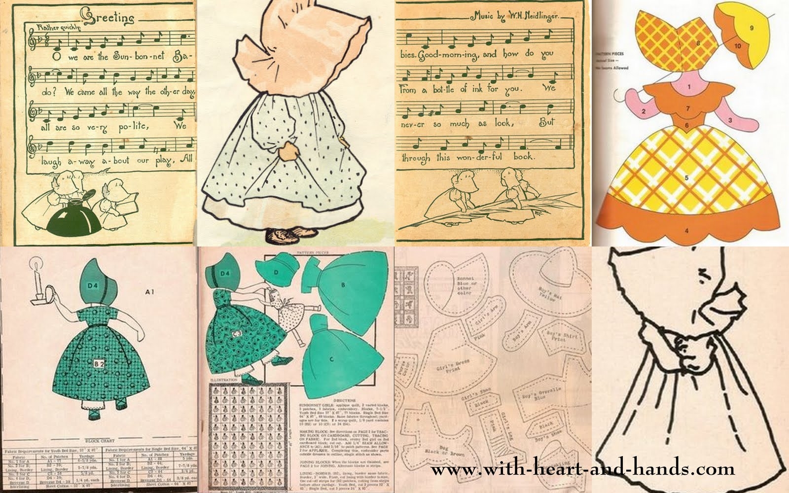 Free Quilt Craft And Sewing Patterns Links And Tutorials With Heart And Hands Sunbonnet Sue And Sam Quilt And Quilt Block Patterns